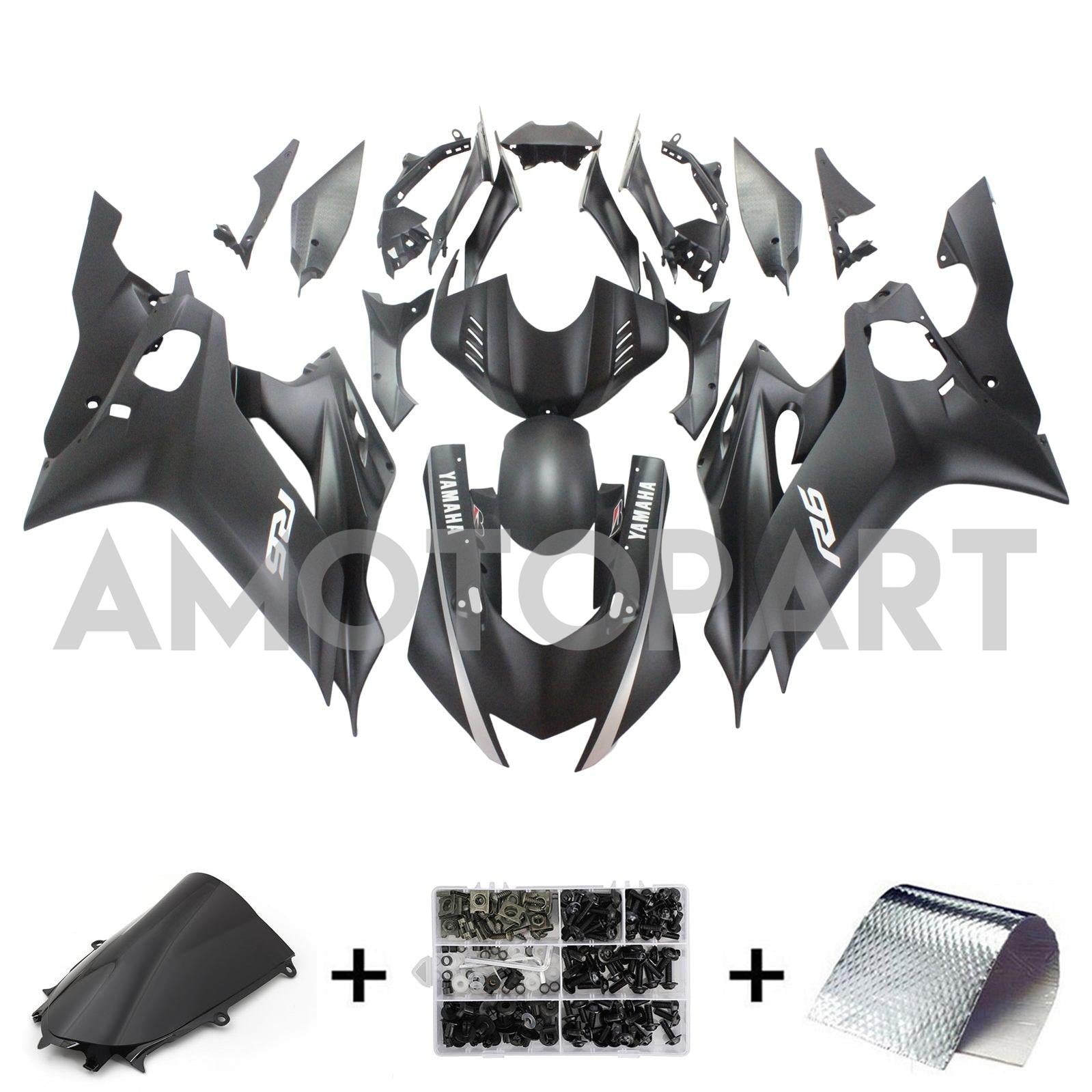 Amotopart Yamaha 2017-2023 YZF 600 R6 Black Fairing Kit
