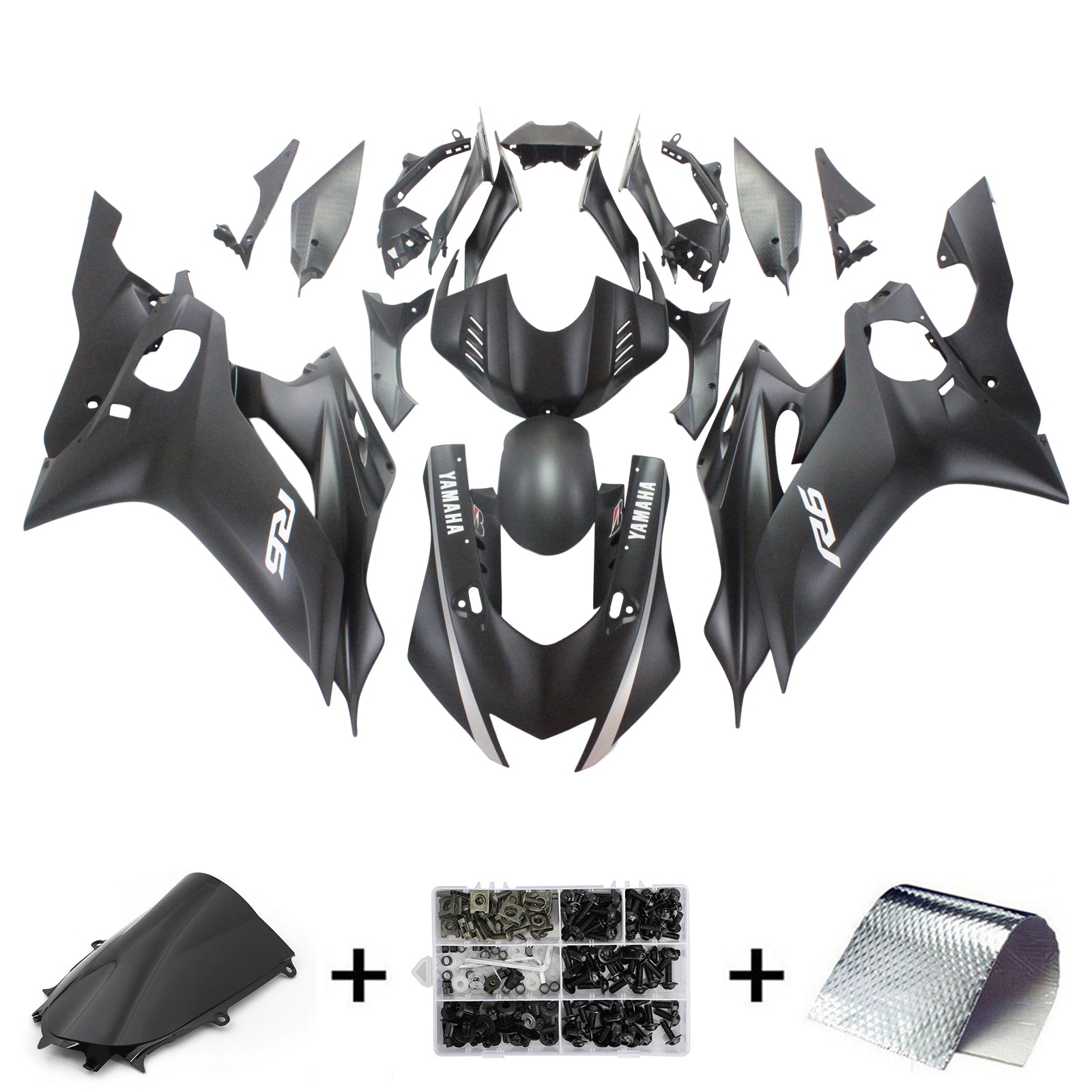 Amotopart Yamaha 2017-2023 YZF 600 R6 Black Fairing Kit