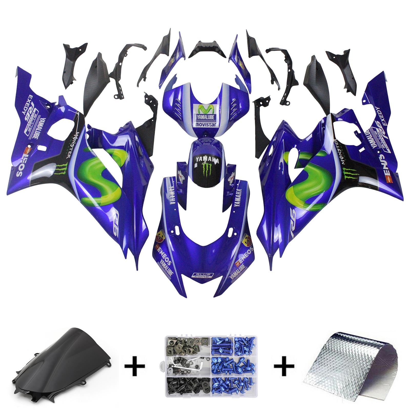 Amotopart Yamaha 2017-2023 YZF 600 R6 Blue Fairing Kit