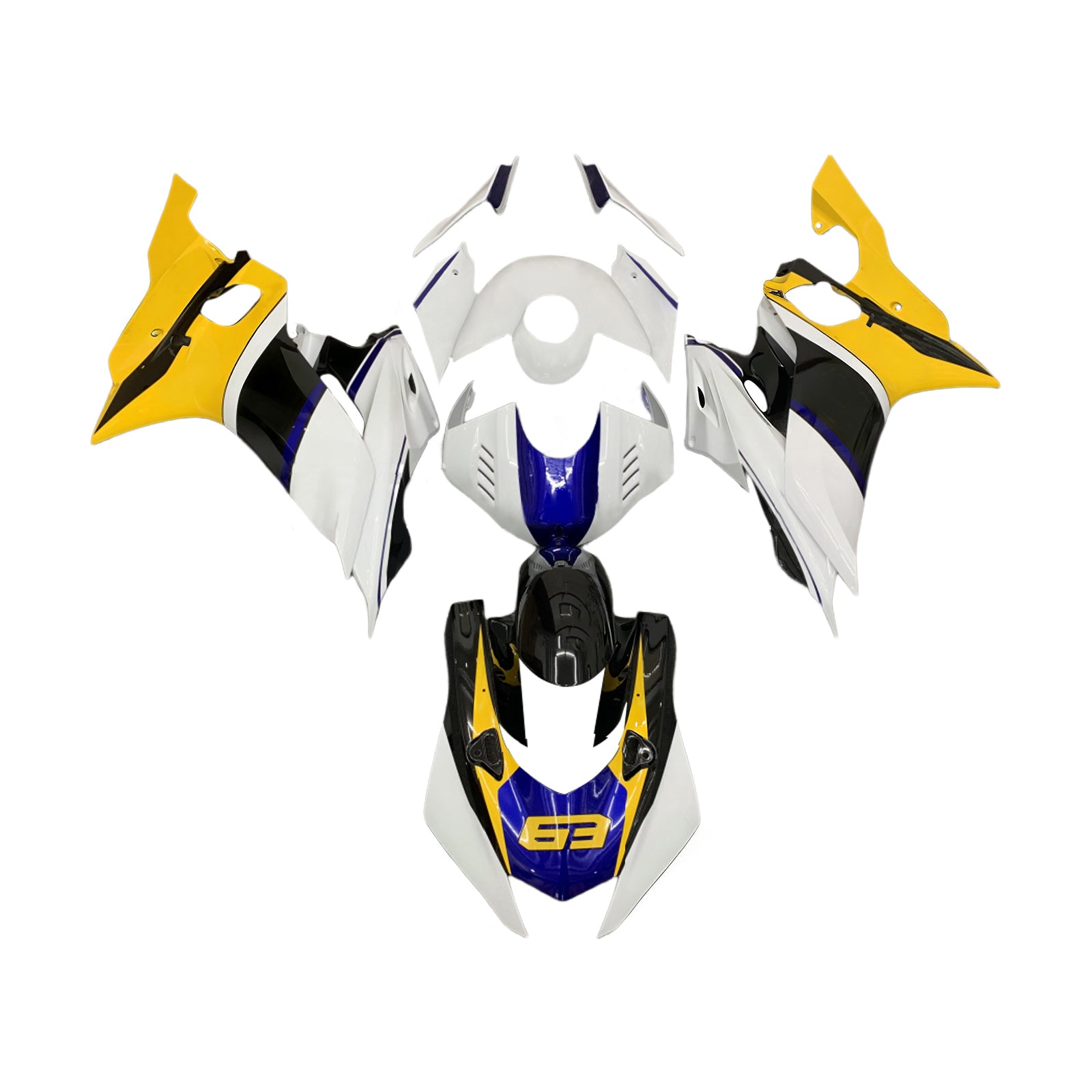 Amotopart Kit carena nera e gialla per Yamaha YZF-R6 2017-2023