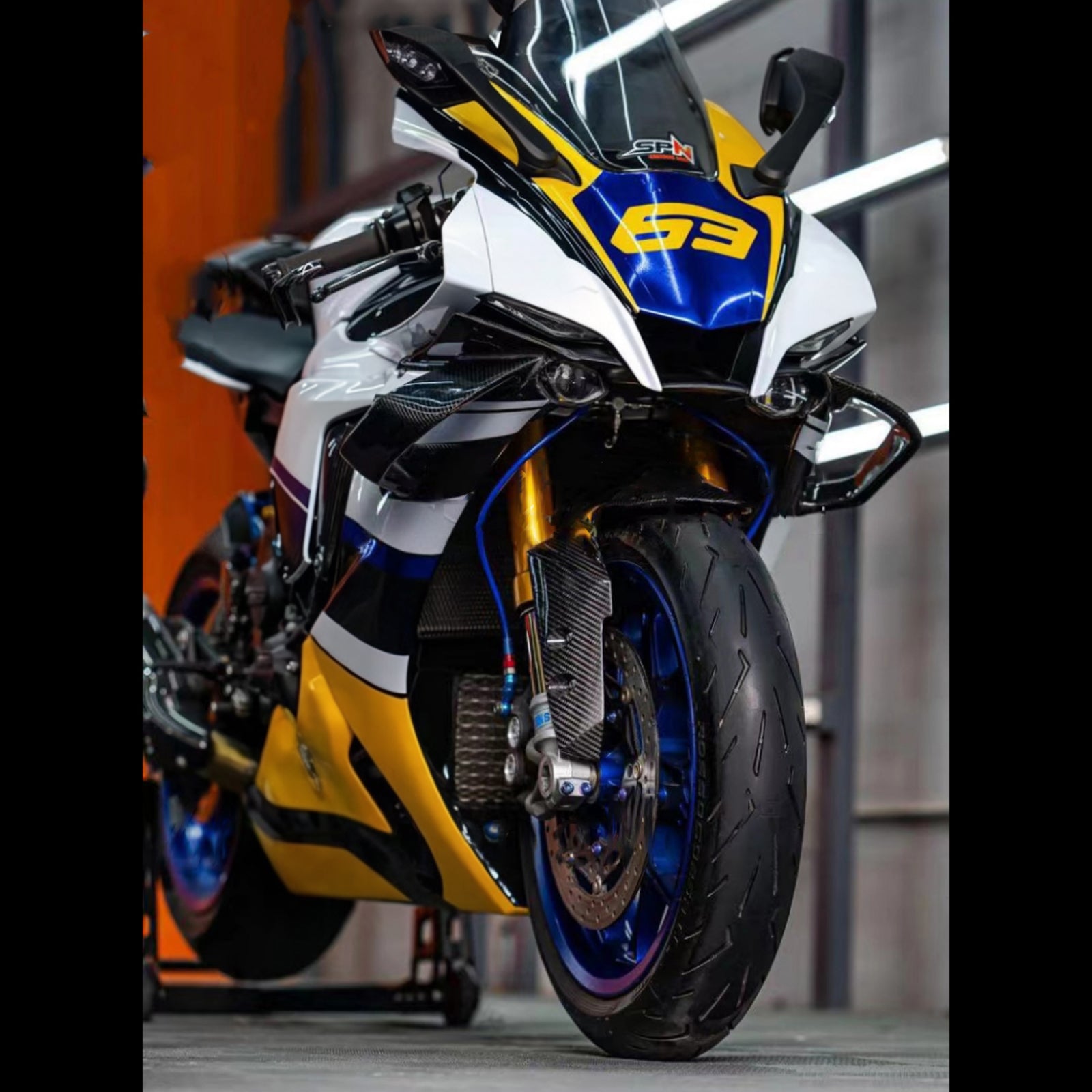 Amotopart Kit carena nera e gialla per Yamaha YZF-R6 2017-2023