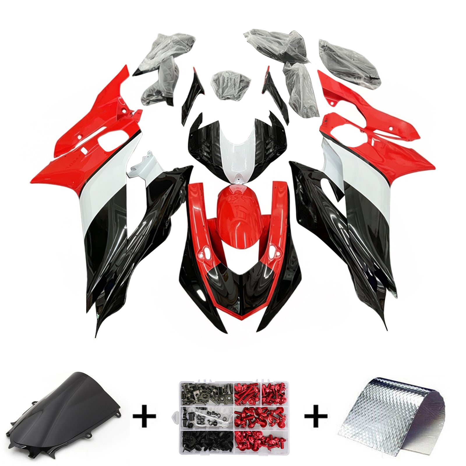 Kit carena Amotopart Yamaha YZF-R6 2017-2023 Rosso e Nero
