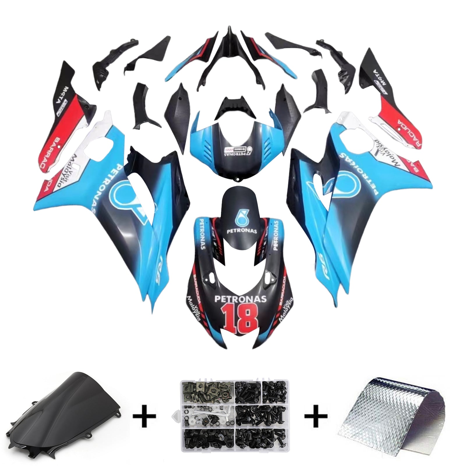 Kit carena Amotopart Yamaha YZF-R6 2017-2023 Blu Petronas