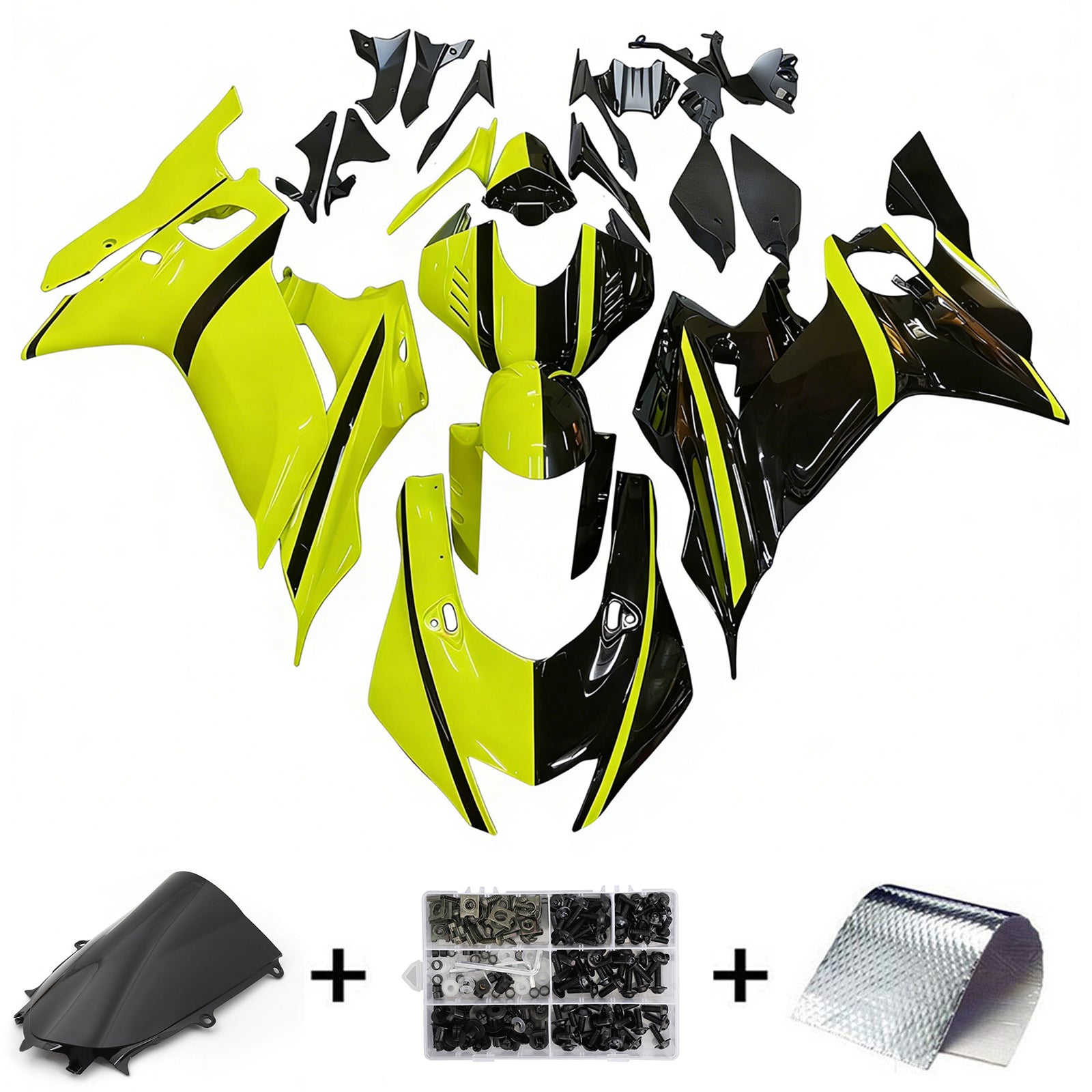 Kit carena Amotopart Yamaha YZF-R6 2017-2023 Giallo e Nero