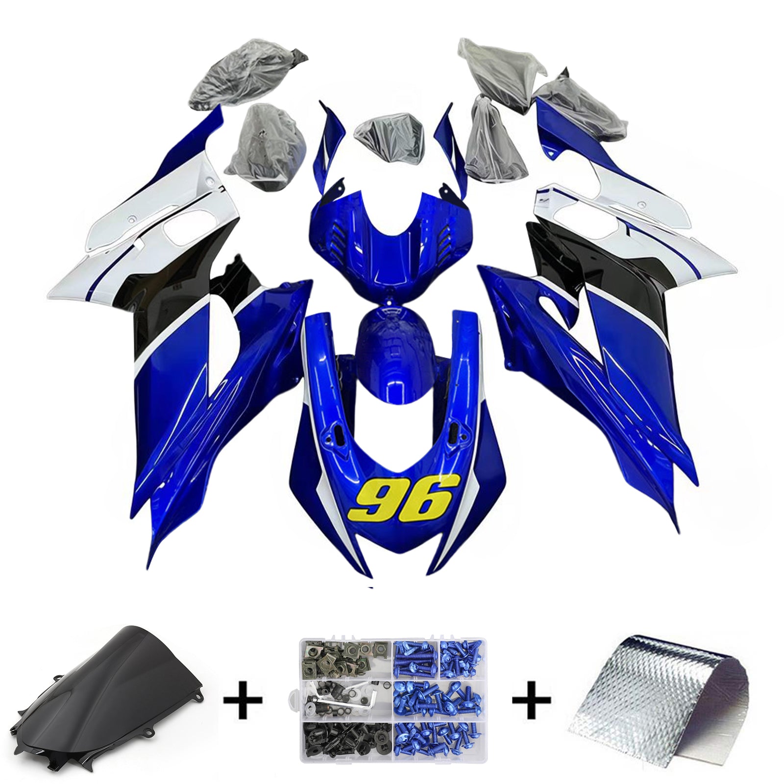 Amotopart Yamaha YZF-R6 2017–2023 blaues Style7-Verkleidungsset