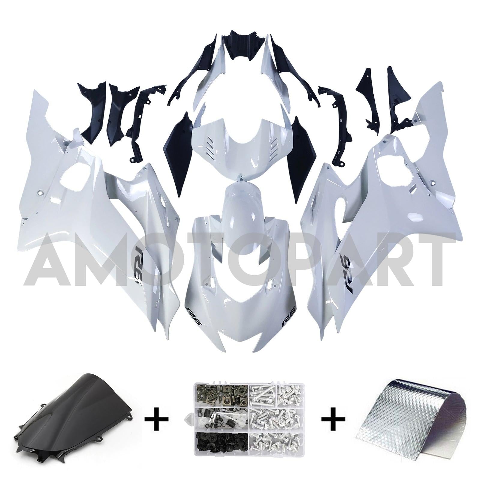 Amotopart Yamaha YZF-R6 2017-2023 White Fairing Kit