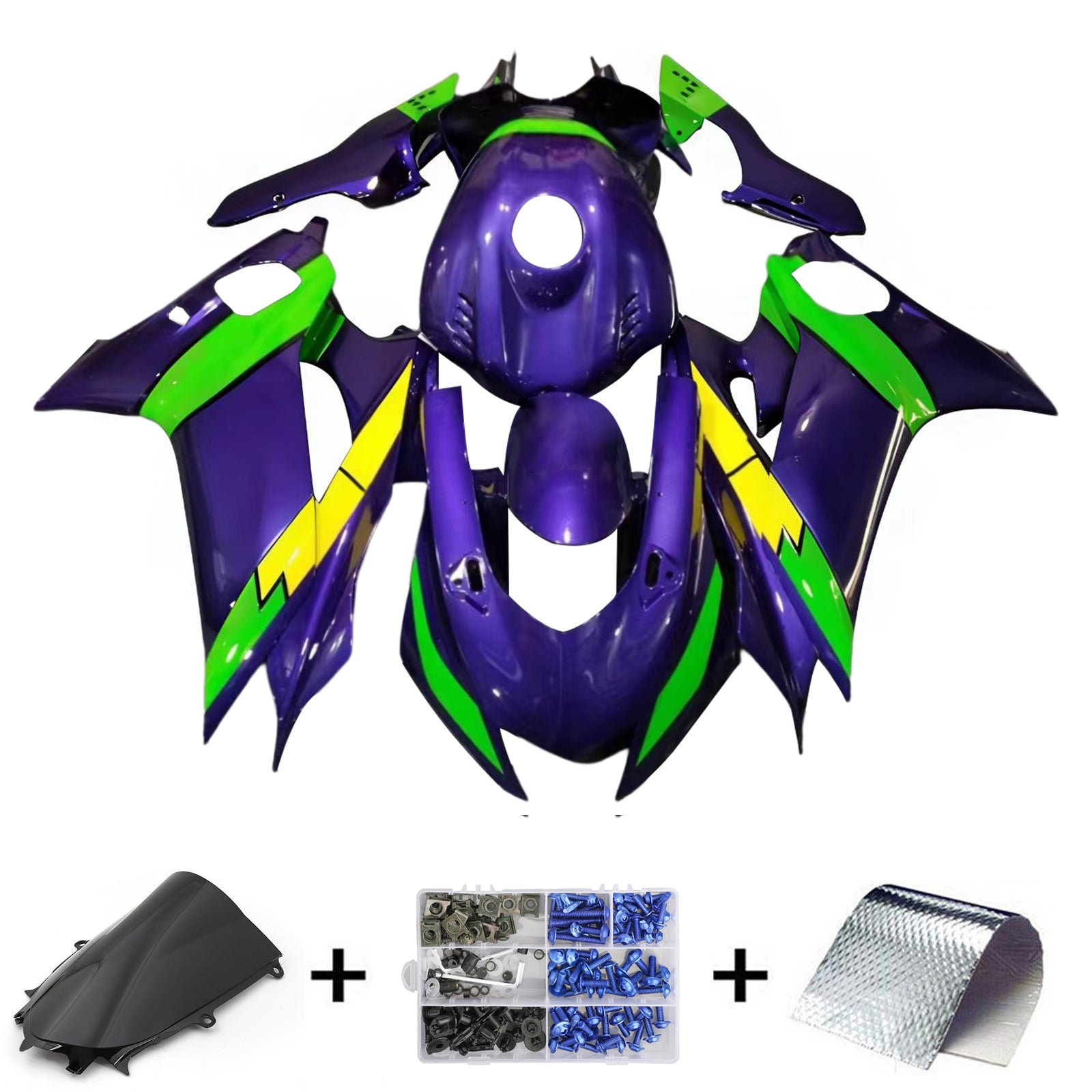 Amotopart Yamaha YZF-R6 2017-2023 Lila&Grünes Verkleidungsset