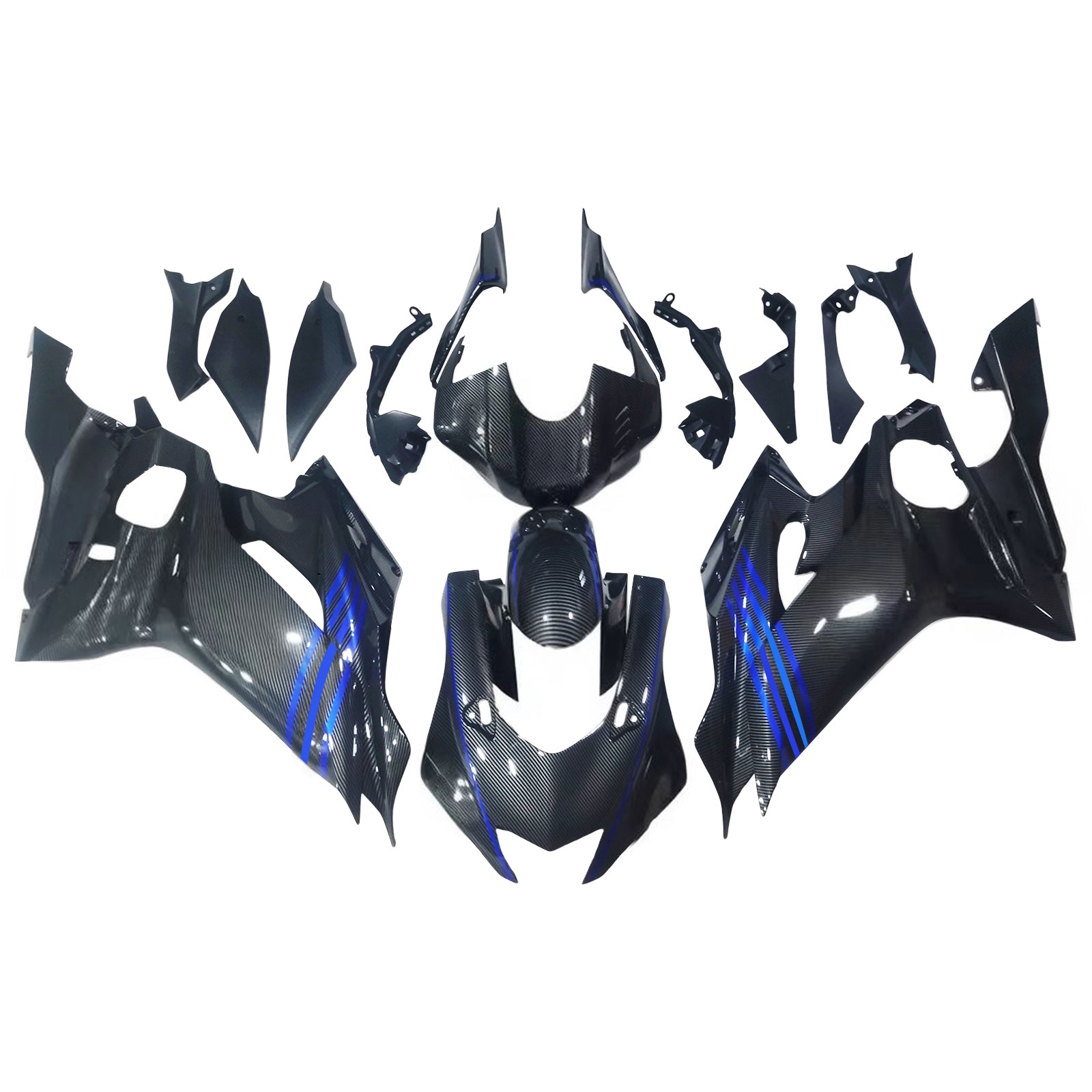 Amotopart 2017-2023 ヤマハ YZF R6 カーボンファイバー ブラック ブルー フェアリングキット