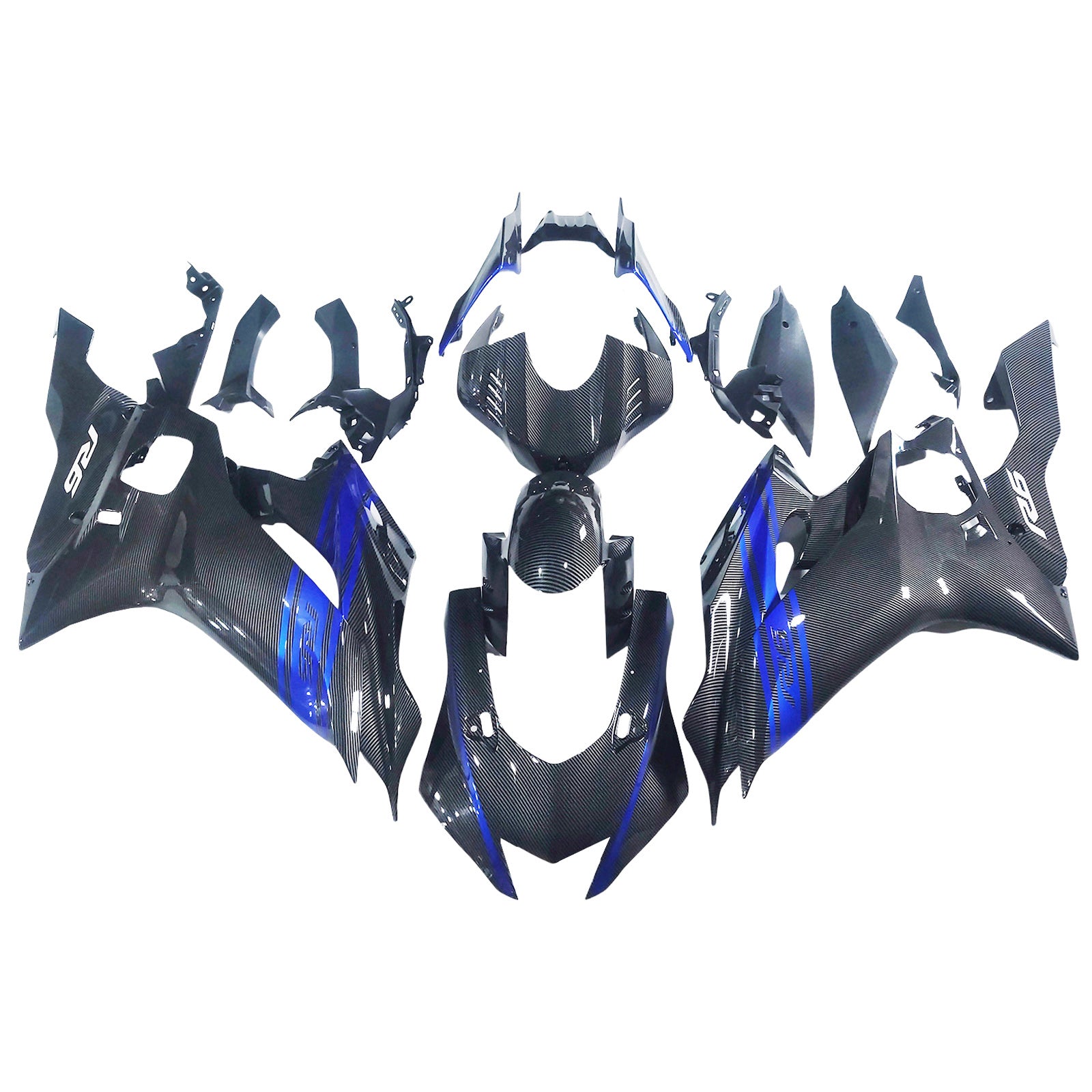 Amotopart 2017-2023 Yamaha YZF R6 Carbon Fiber Blue Black Fairing Kit
