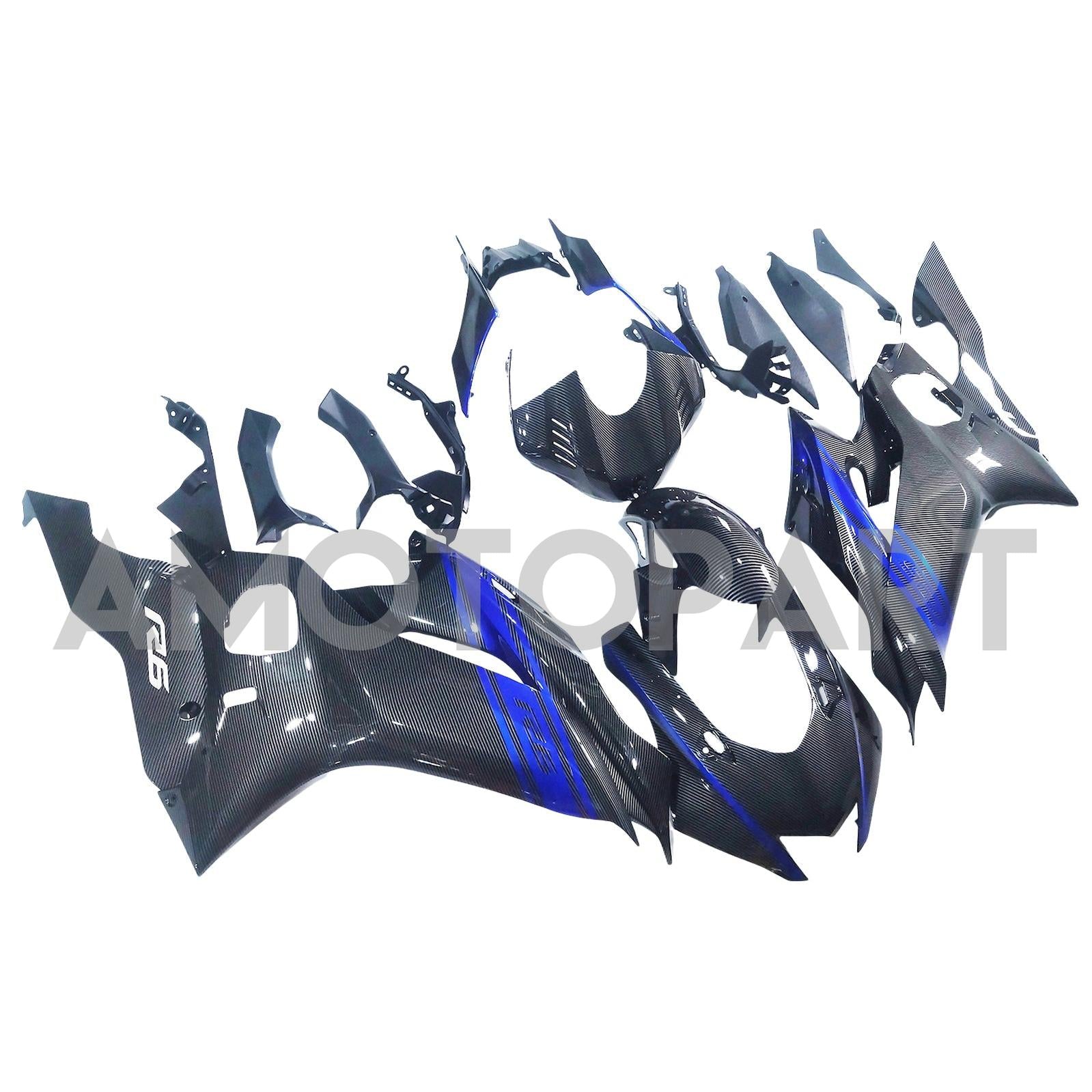 Amotopart 2017-2023 Yamaha YZF R6 Koolstofvezel Blue Black Fairing Kit