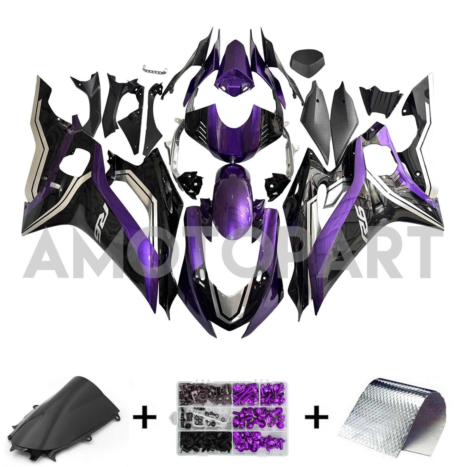 Amotopart 2017-2023 Yamaha YZF R6 Black Purple Fairing Kit
