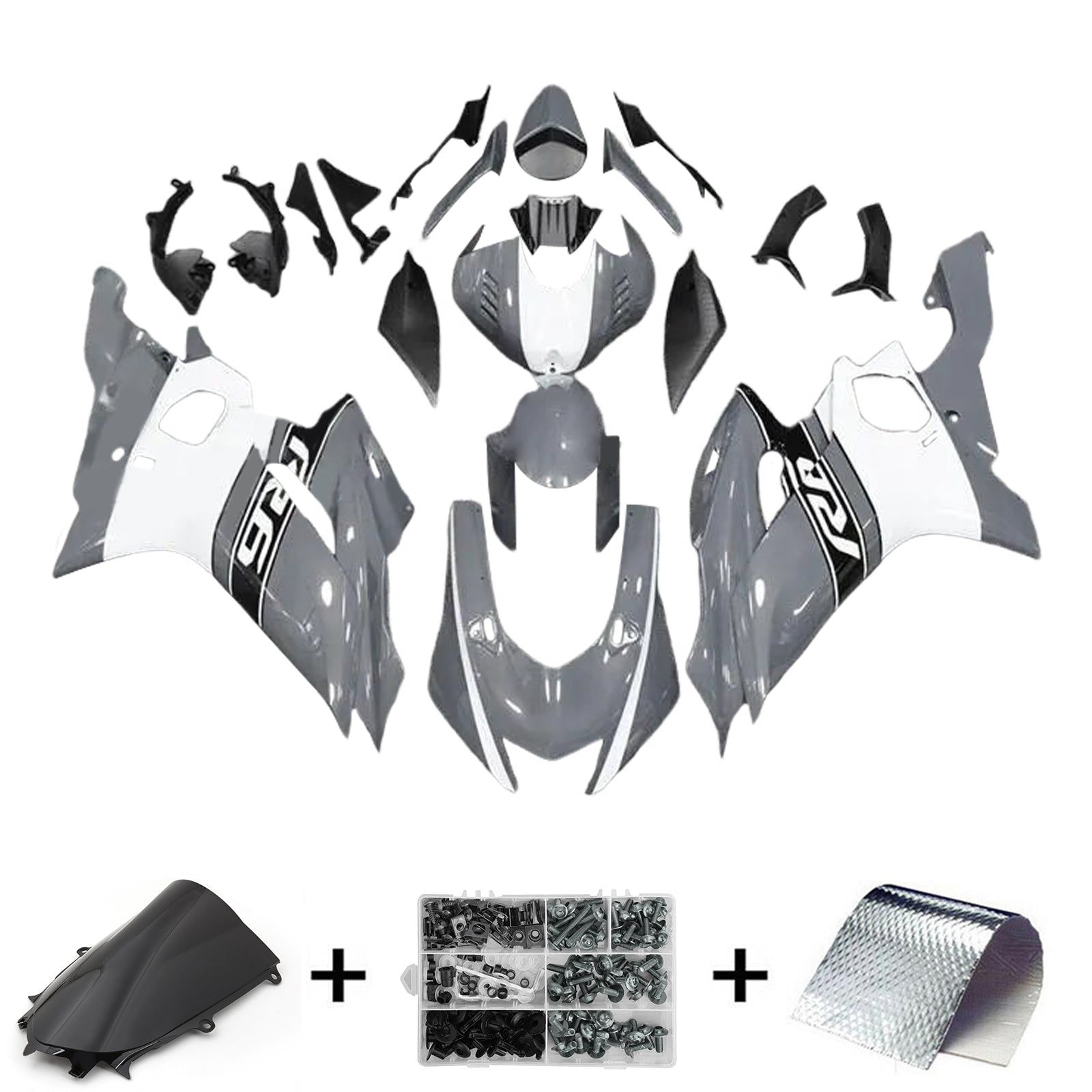 Kit carena Amotopart 2017-2023 Yamaha YZF R6 grigio nero