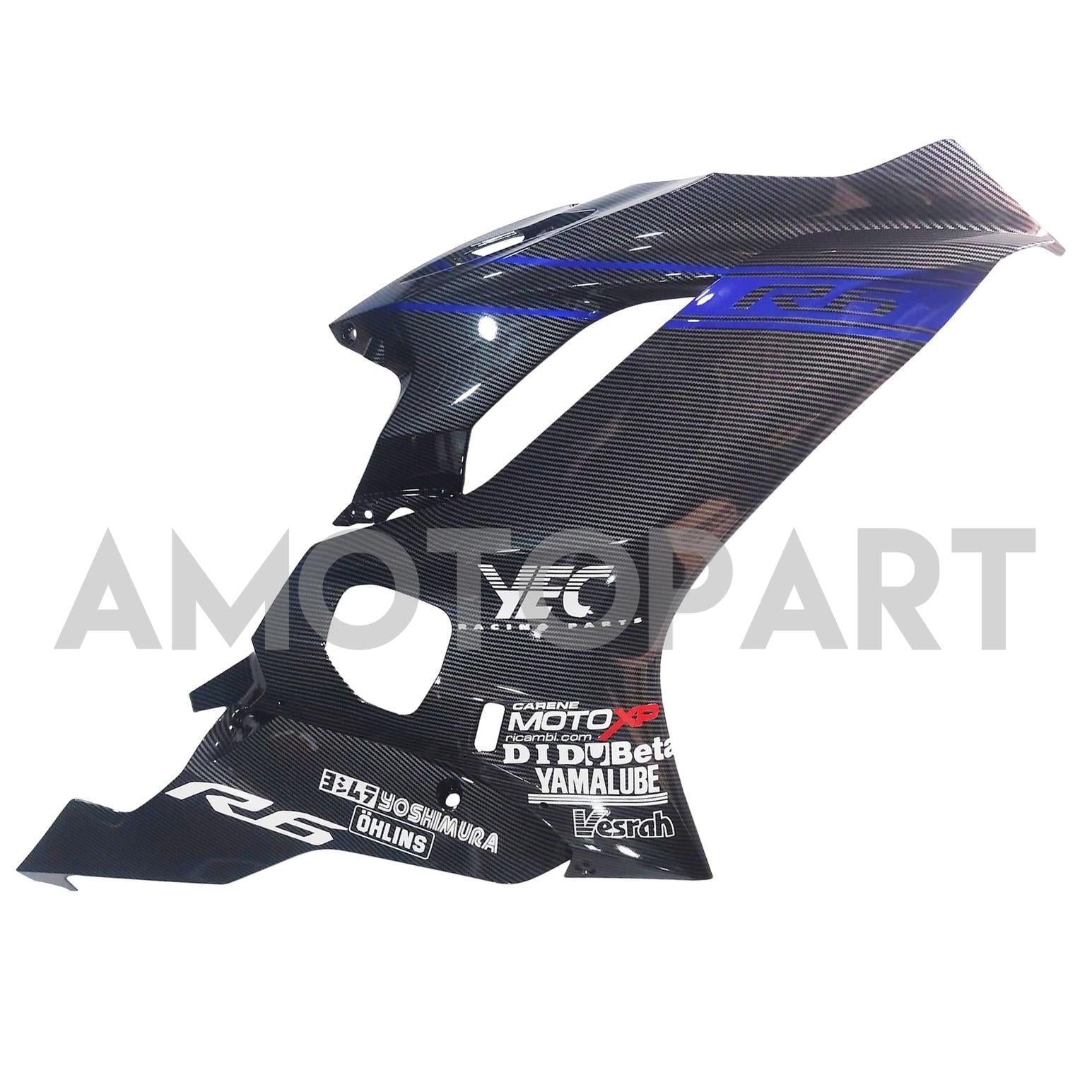 Amotopart 2017-2023 Yamaha YZF R6 Koolstofvezel Zwart grijze blauw kuipkit