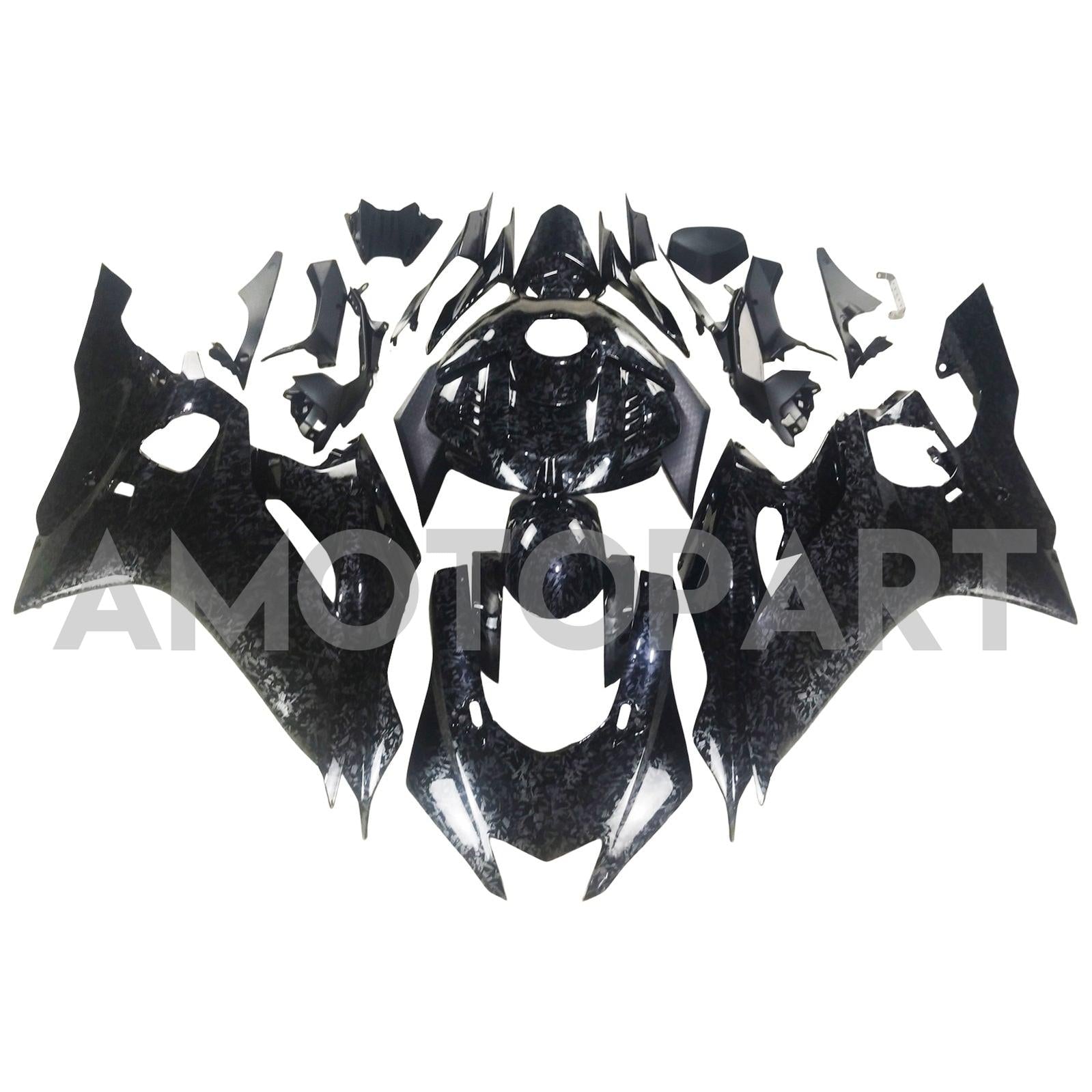 Amotopart 2017-2023 Yamaha YZF R6 Carbonfaser Black Grey Abzugskit