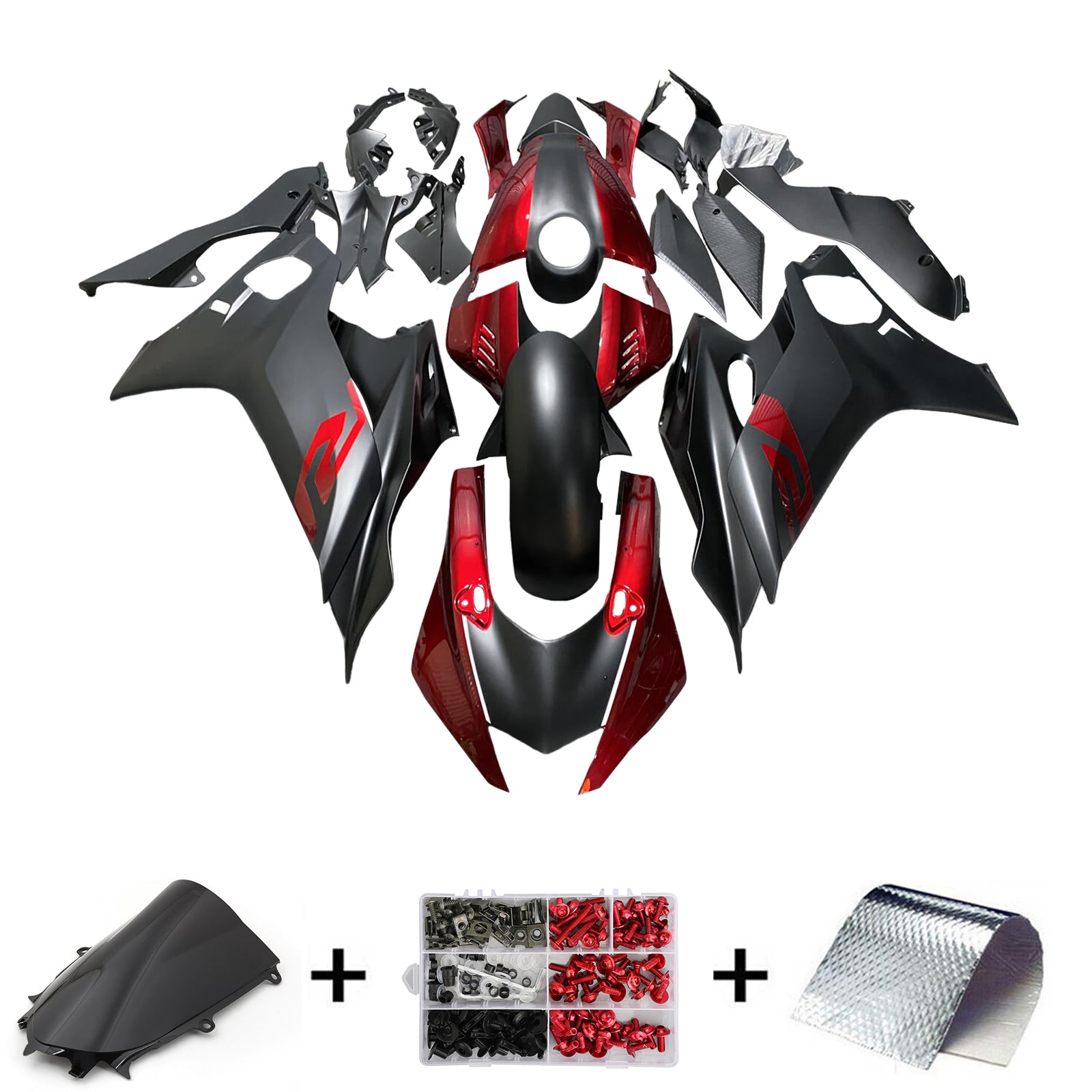 Kit carena Amotopart 2017-2023 Yamaha YZF R6 rosso scuro nero