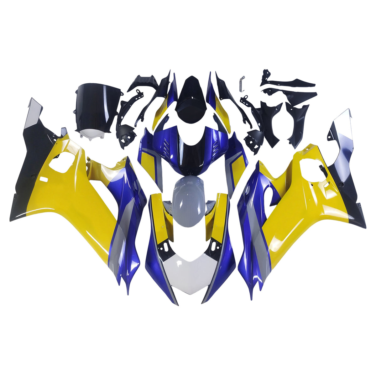 Amotopart 2017-2023 Yamaha YZF R6 Black Blue Yellow Fairing Kit