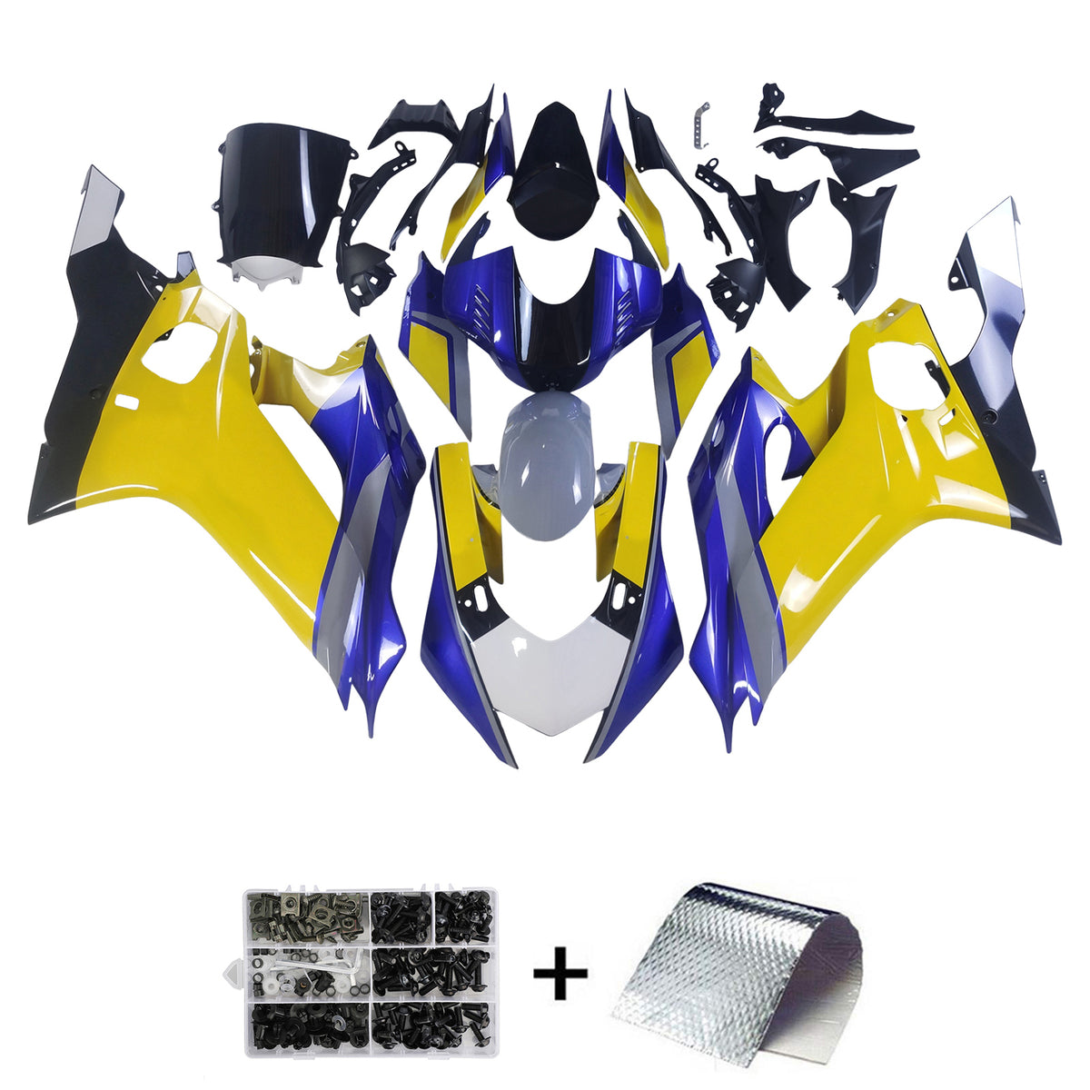 Amotopart 2017-2023 Yamaha YZF R6 Black Blue Yellow Fairing Kit