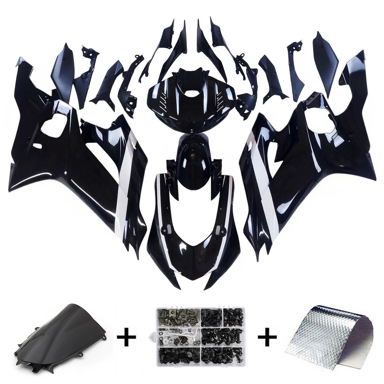 Amotopart 2017-2023 Yamaha YZF R6 White Black Fairing Kit