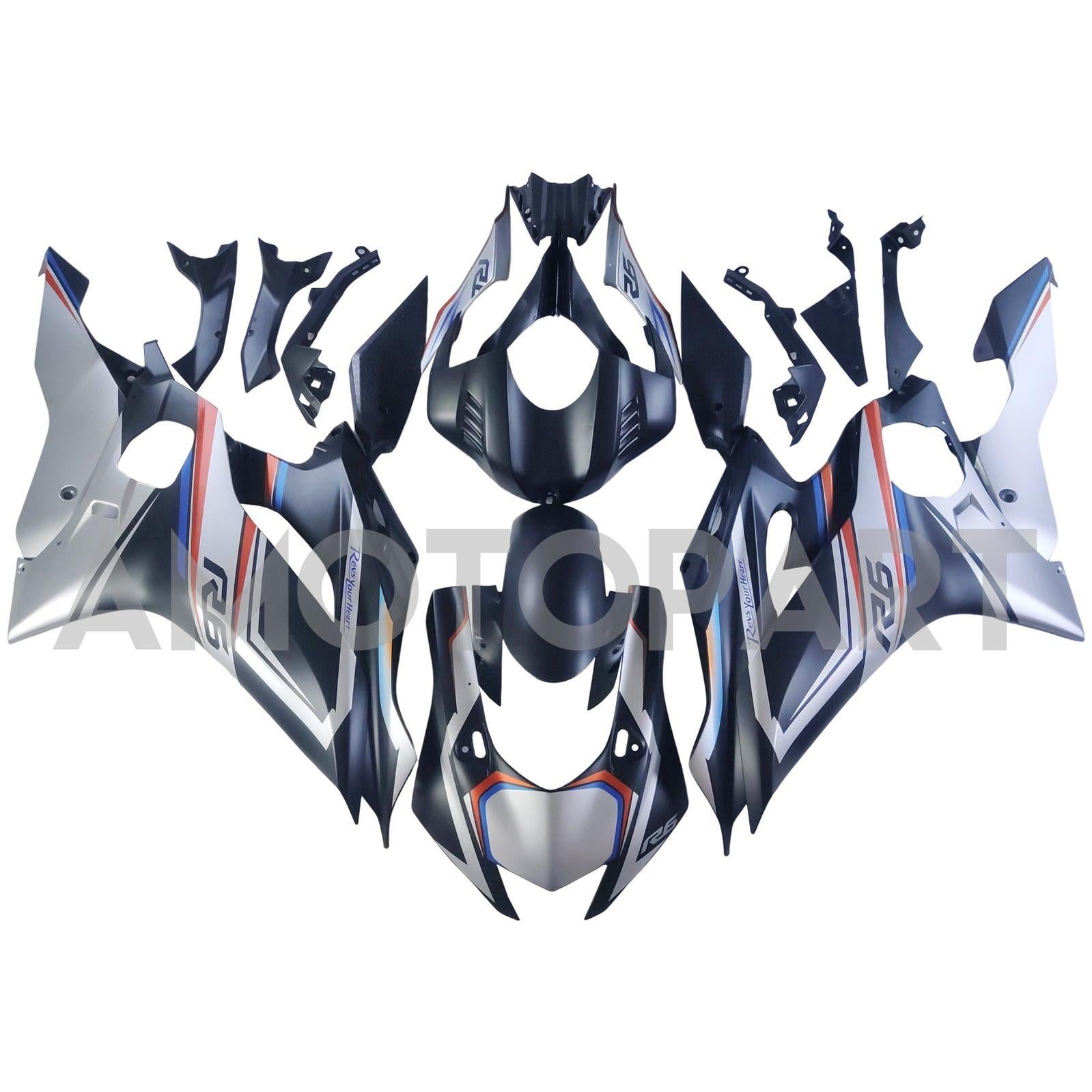 Amotopart 2017-2023 Yamaha YZF R6 Grey Black Blue Orange Fairing Kit