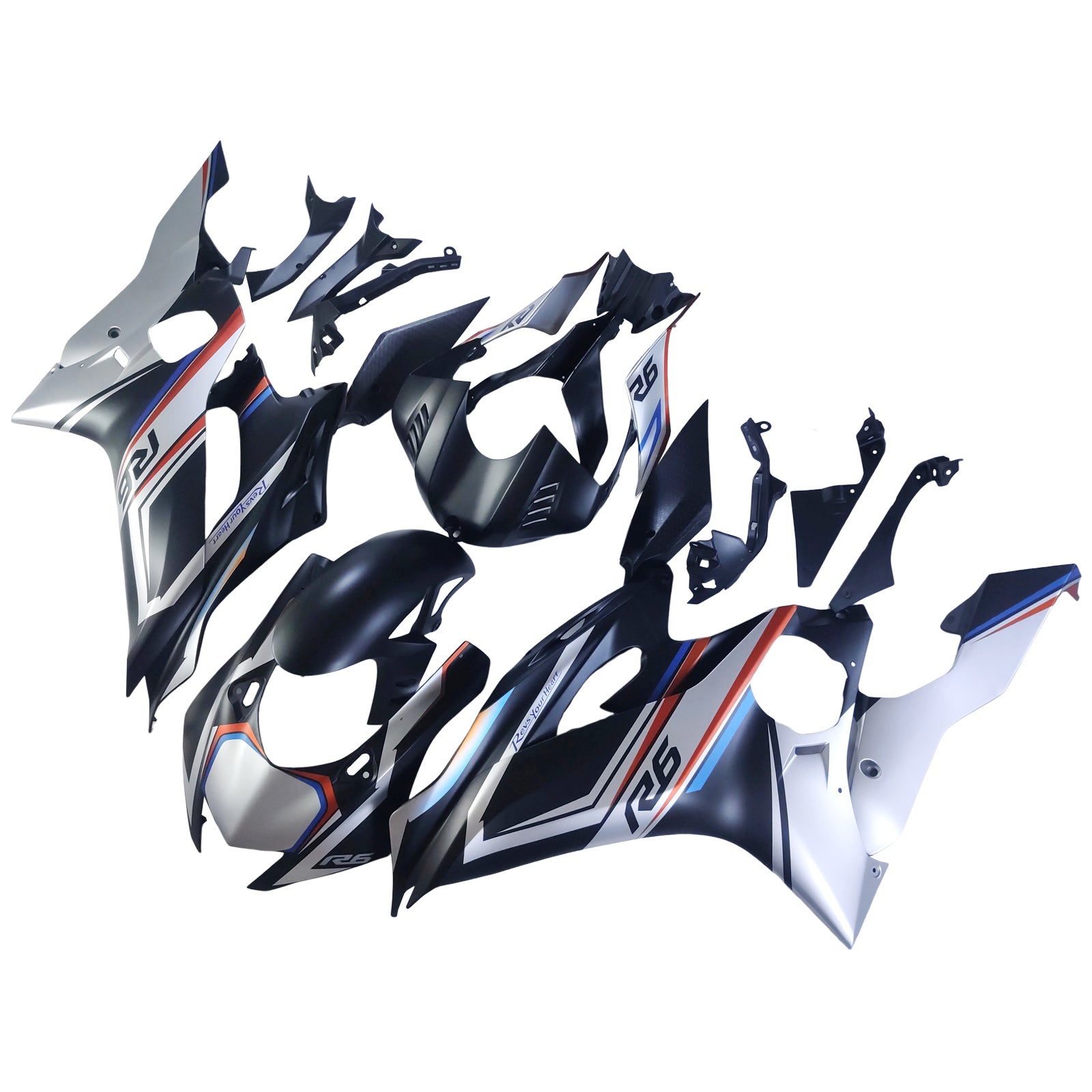 Amotopart 2017-2023 Yamaha Yzf R6 Gray Black Blue Orange Fairing Kit