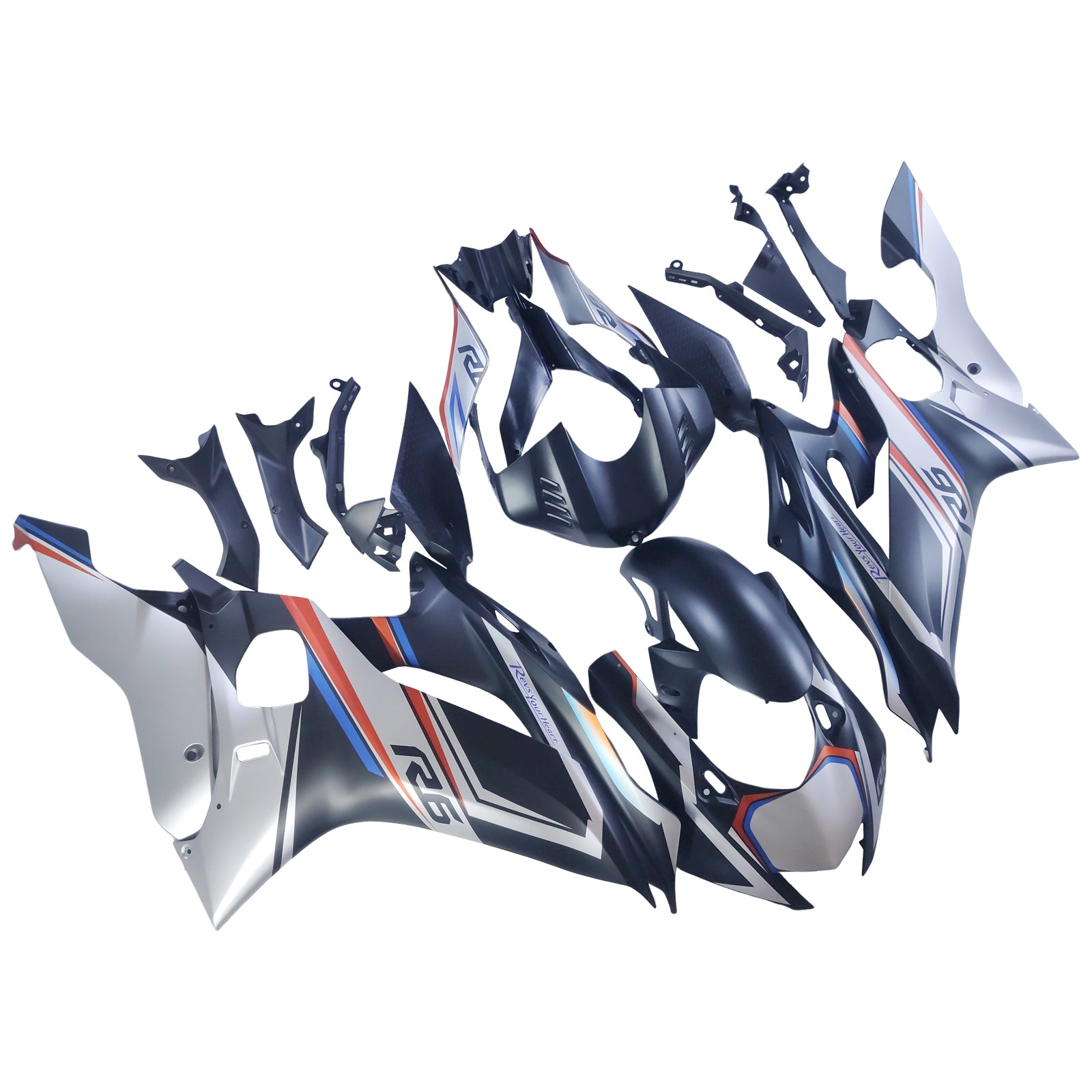 Amotopart 2017-2023 Yamaha Yzf R6 Gray Black Blue Orange Fairing Kit