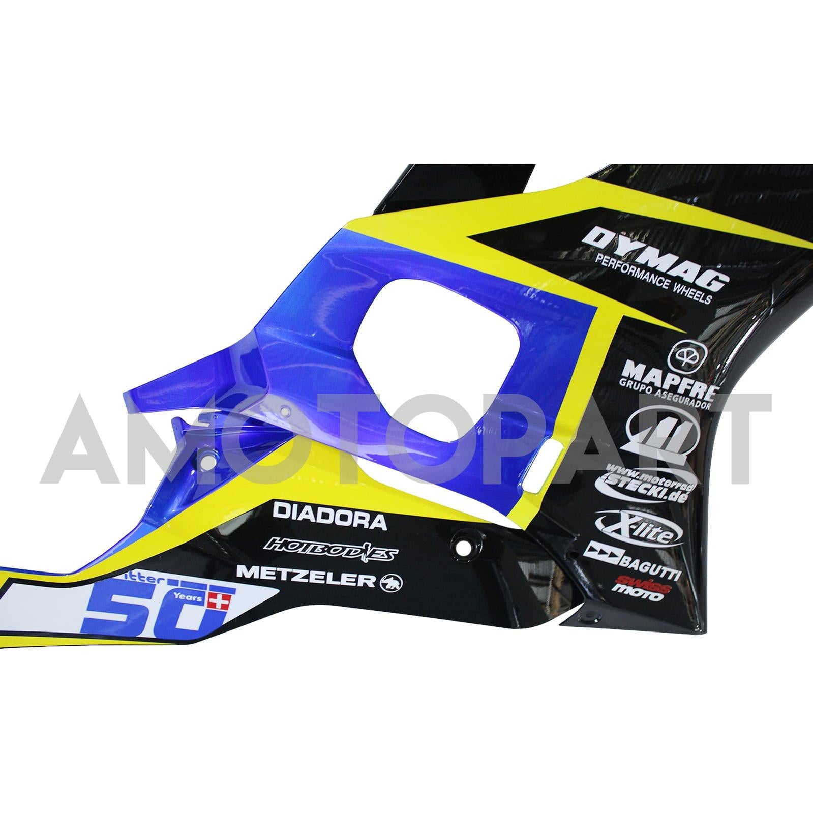 Amotopart 2017-2023 Yamaha YZF R6 White Blue Black Black Yellow Fearing Kit