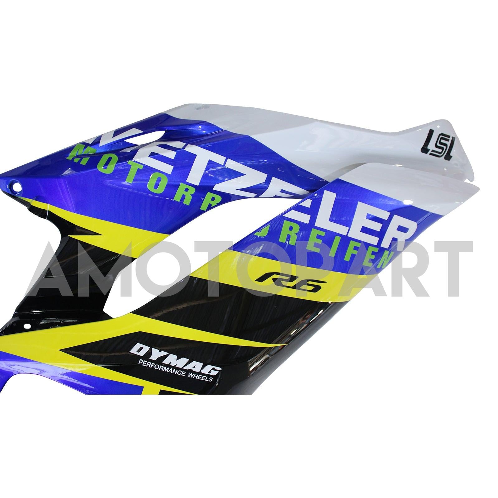 Amotopart 2017-2023 Yamaha YZF R6 White Blue Black Black Yellow Fearing Kit