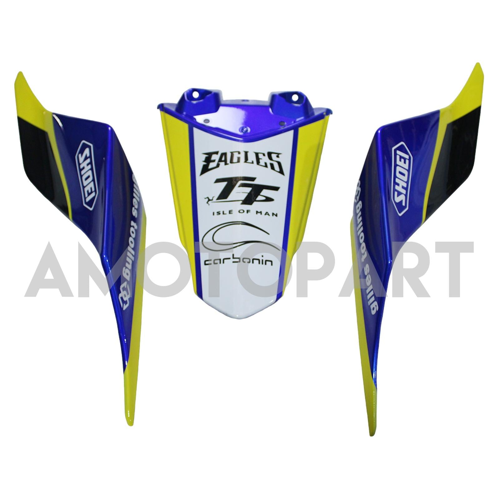 Amotopart 2017-2023 Yamaha YZF R6 White Blue Black Black Yellow Fearing Kit