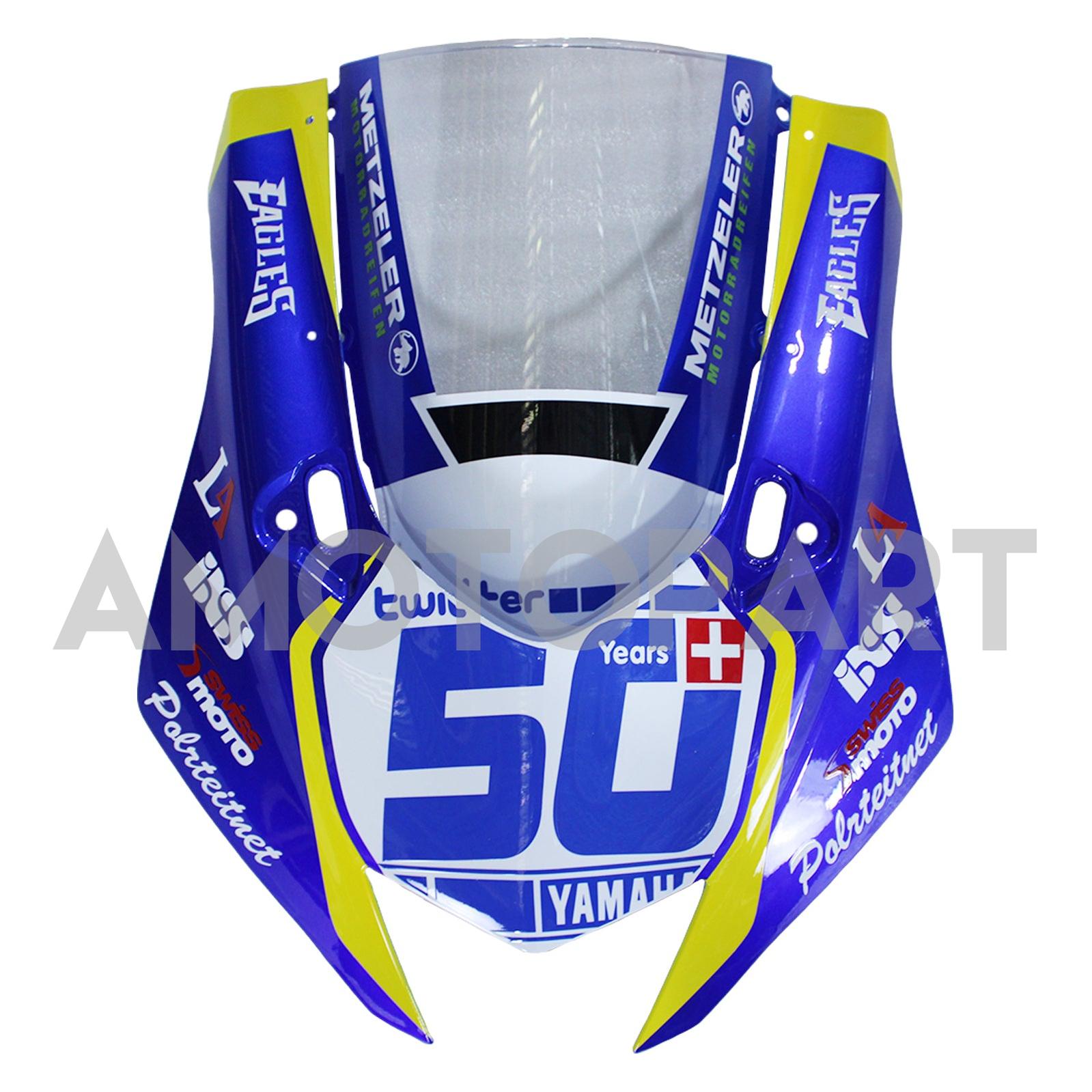Amotopart 2017-2023 Yamaha YZF R6 White Blue Black Black Yellow Fearing Kit