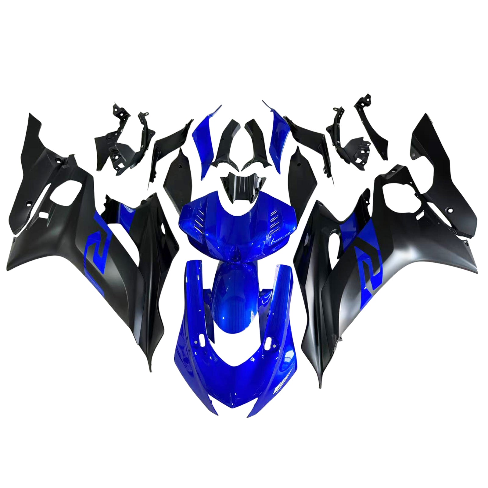 Amotopart 2017-2023 Yamaha YZF R6 Blue Black Fairing Kit