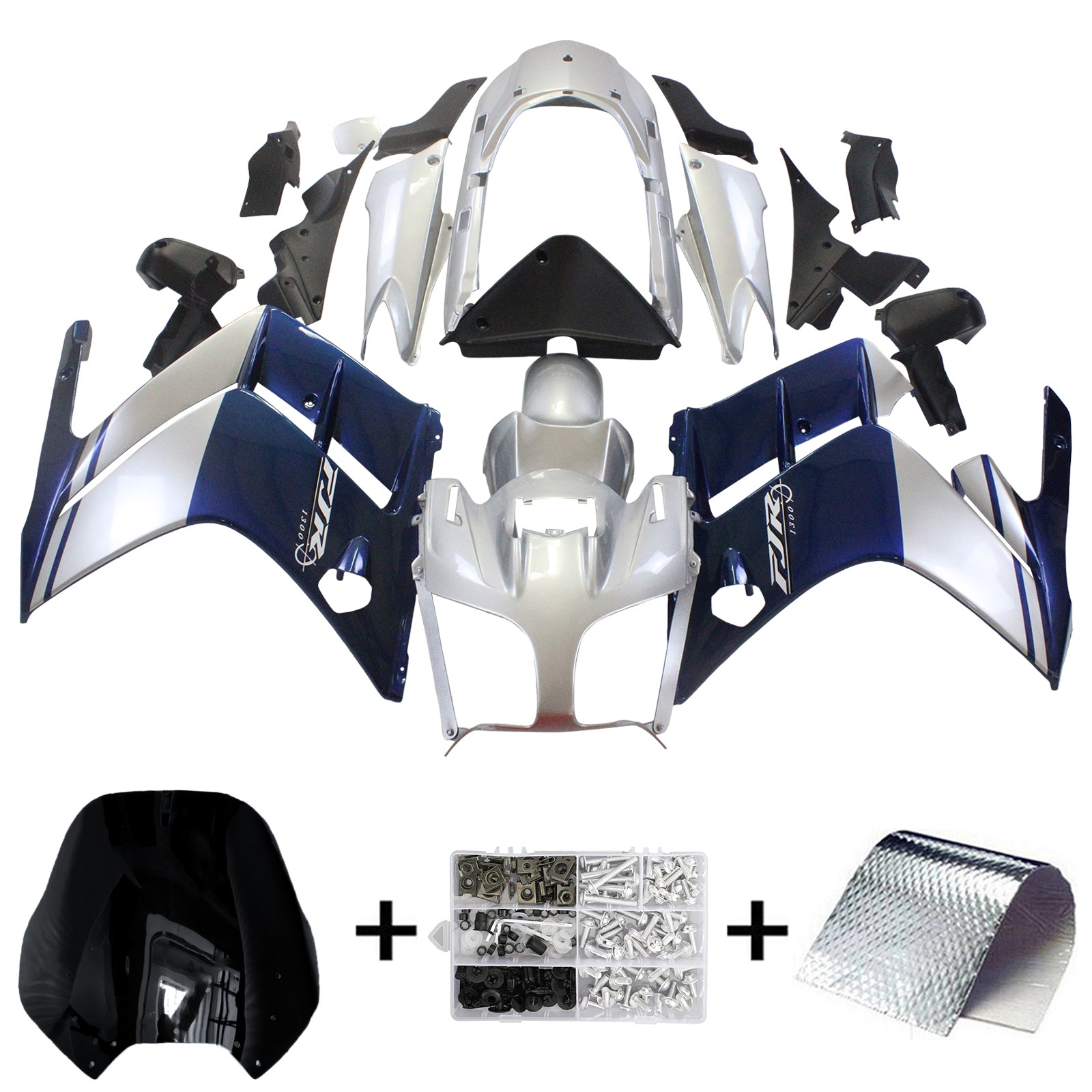 Amotopart 2001-2006 Yamaha FJR 1300 Blue&Grey Fairing Kit