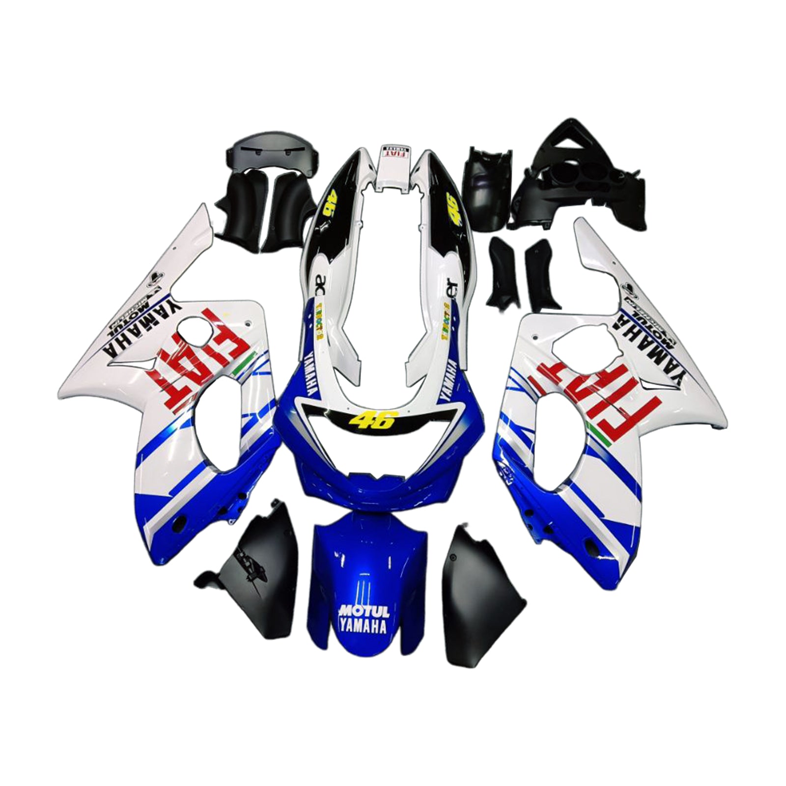 Amotopart Yamaha 1996-2007 YZF 600R Thundercat White Blue Fairing Kit