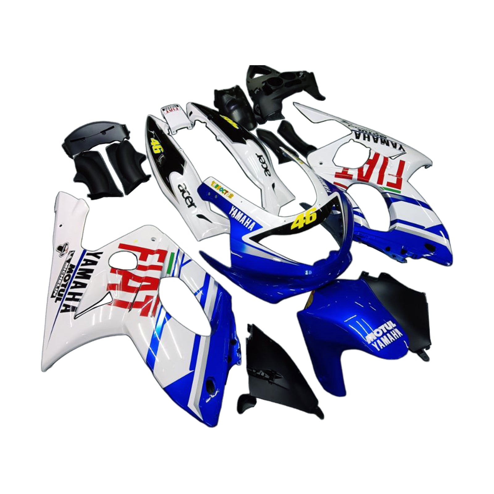 Amotopart Yamaha 1996-2007 YZF 600R Thundercat White Blue Fairing Kit