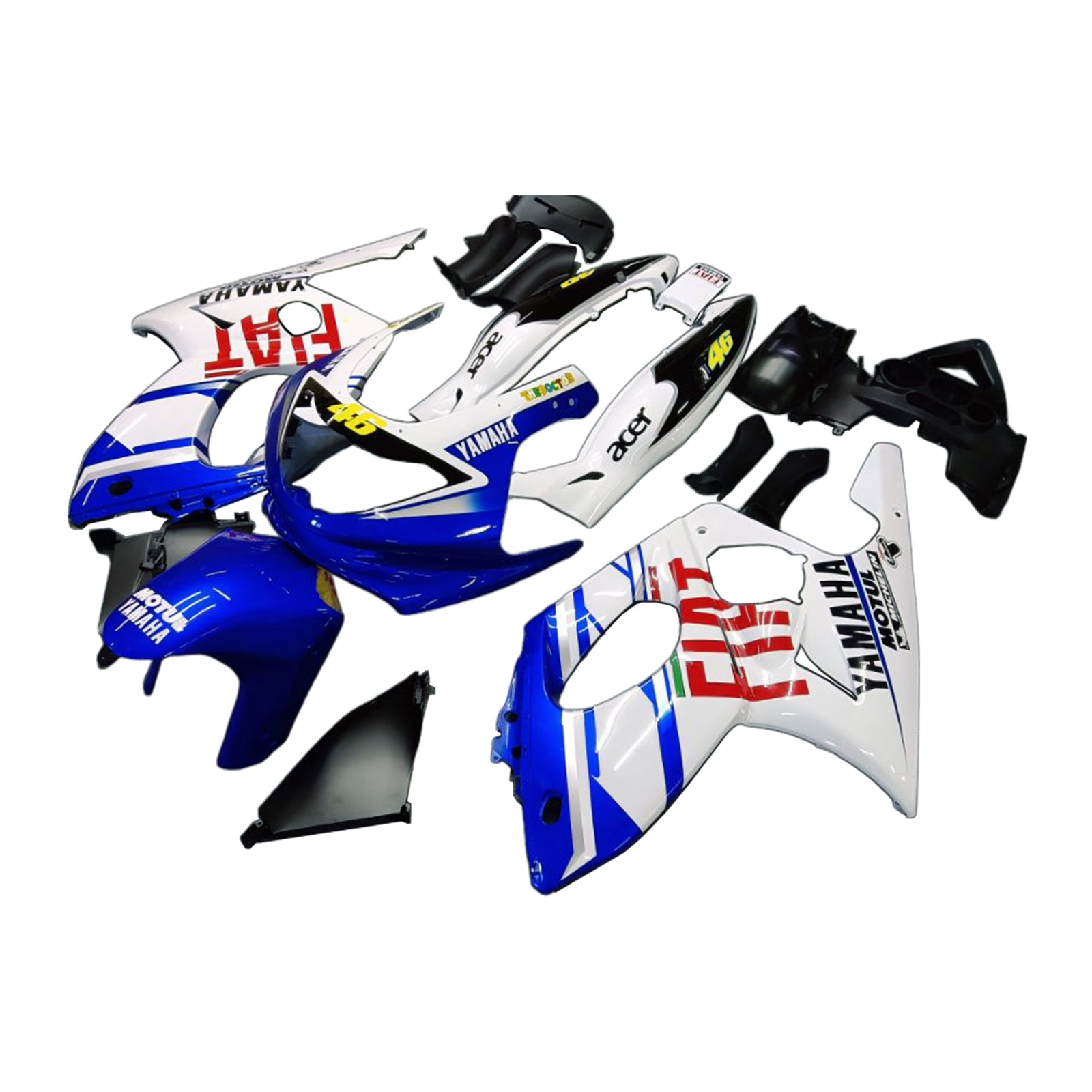 Amotopart Yamaha 1996-2007 YZF 600R Thundercat White Blue Fairing Kit