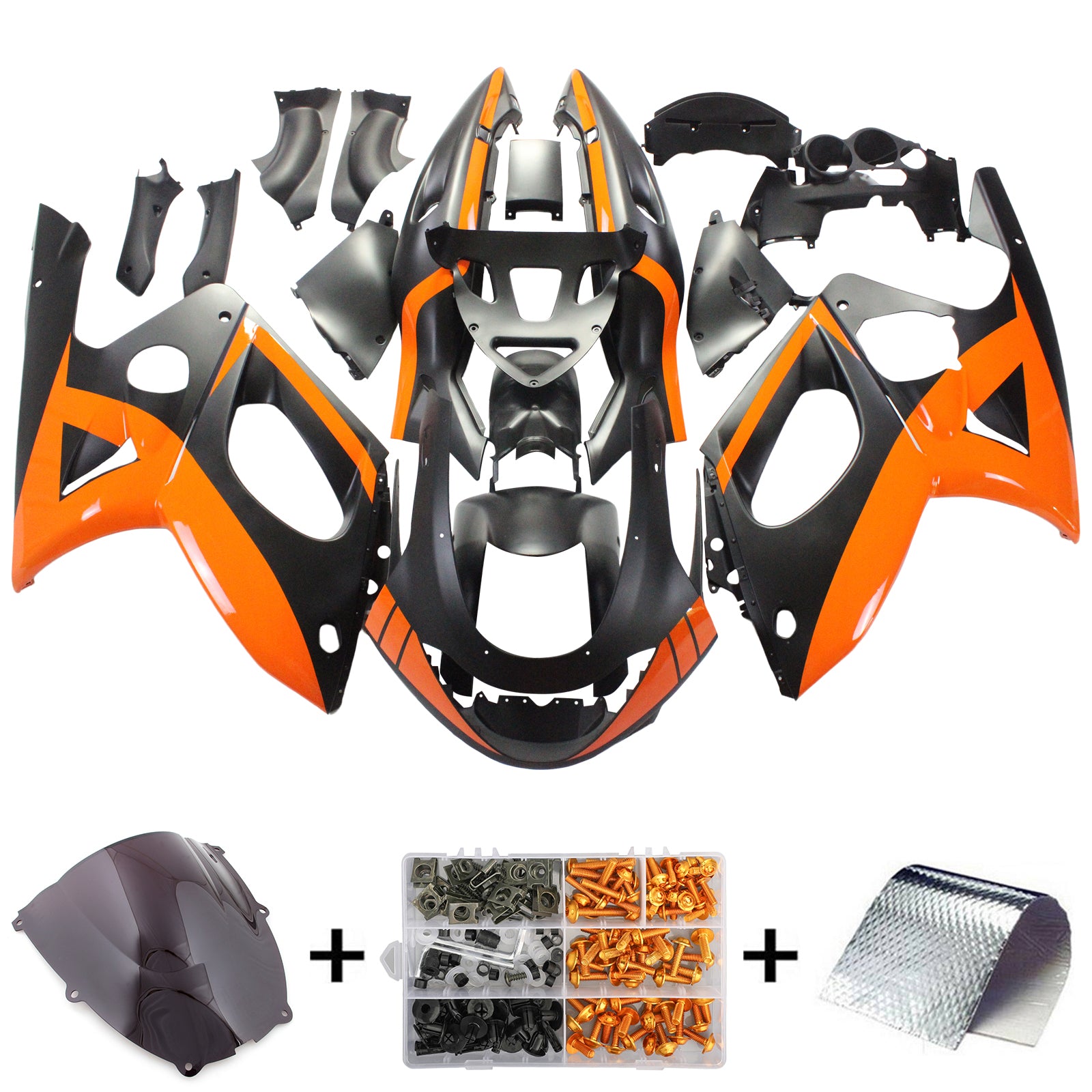 Amotopart Yamaha 1996-2007 YZF 600R Thundercat Kit de carenado negro naranja