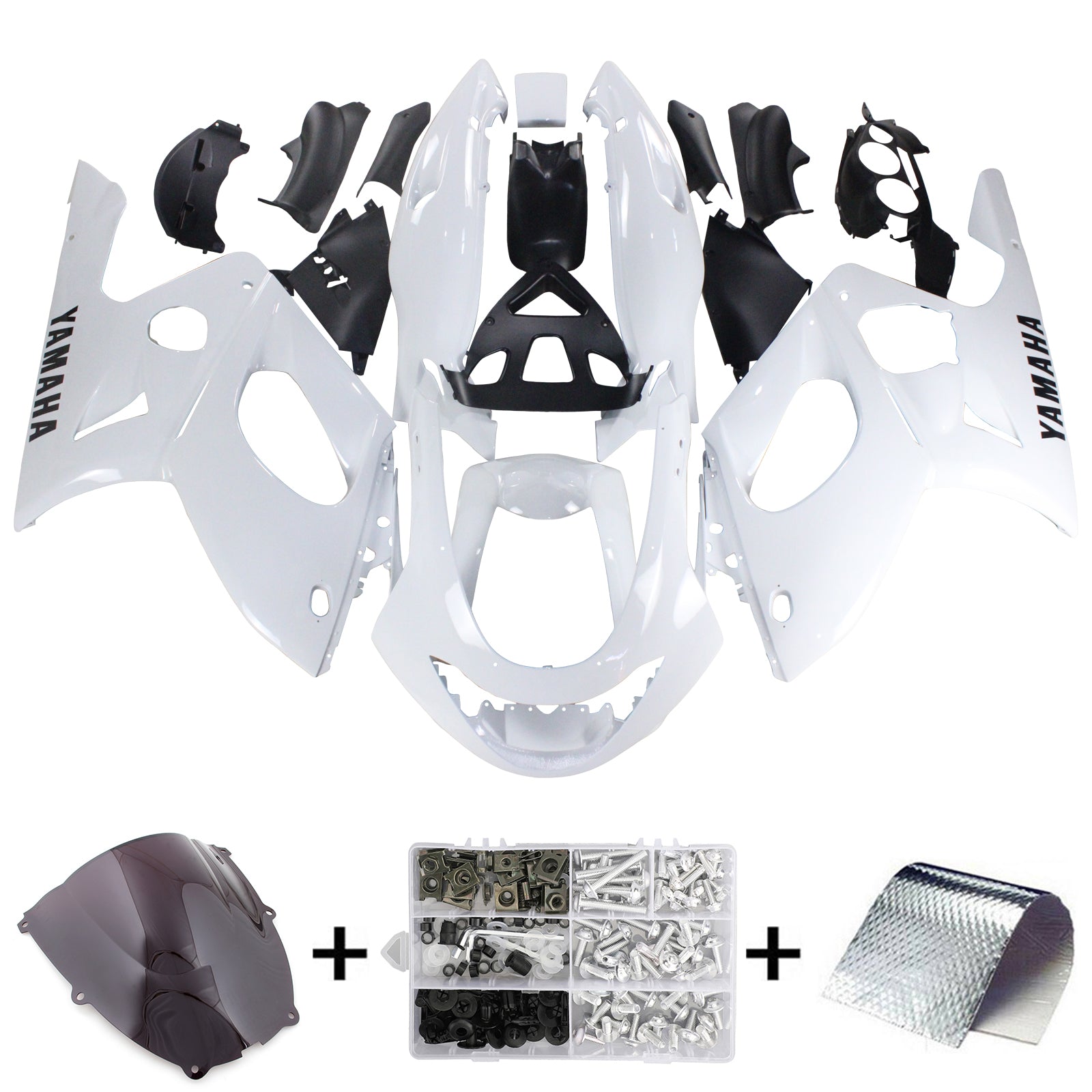 Amotopart Yamaha 1996-2007 YZF 600R Thundercat Black White Fairing Kit