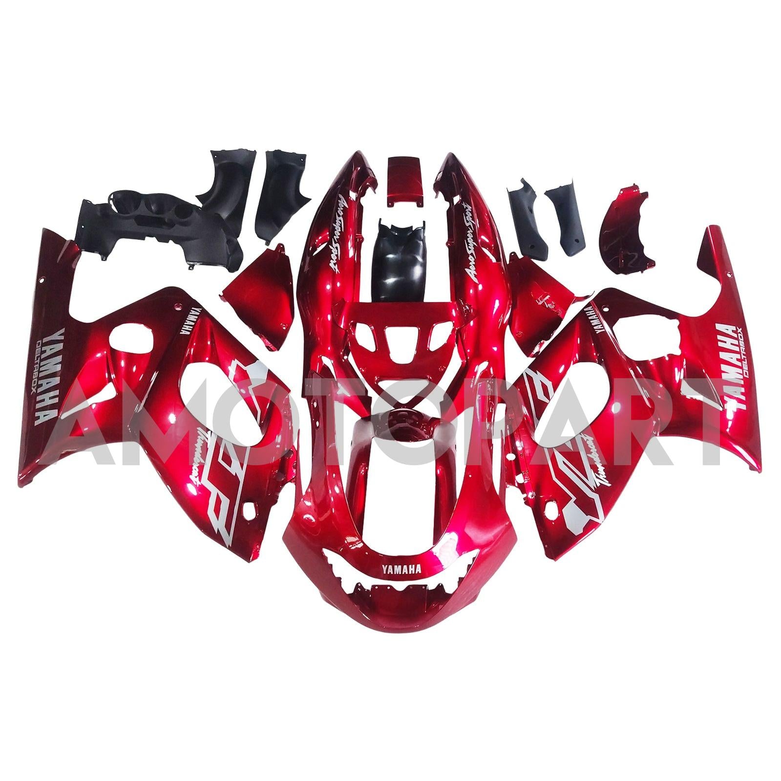 Amotopart Yamaha 1996-2007 YZF 600R Thundercat Red Mix White Fairing Kit