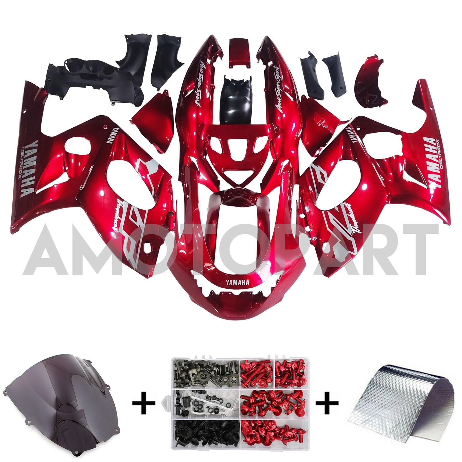Amotopart Yamaha 1996-2007 YZF 600R Thundercat Red Mix White Fairing Kit