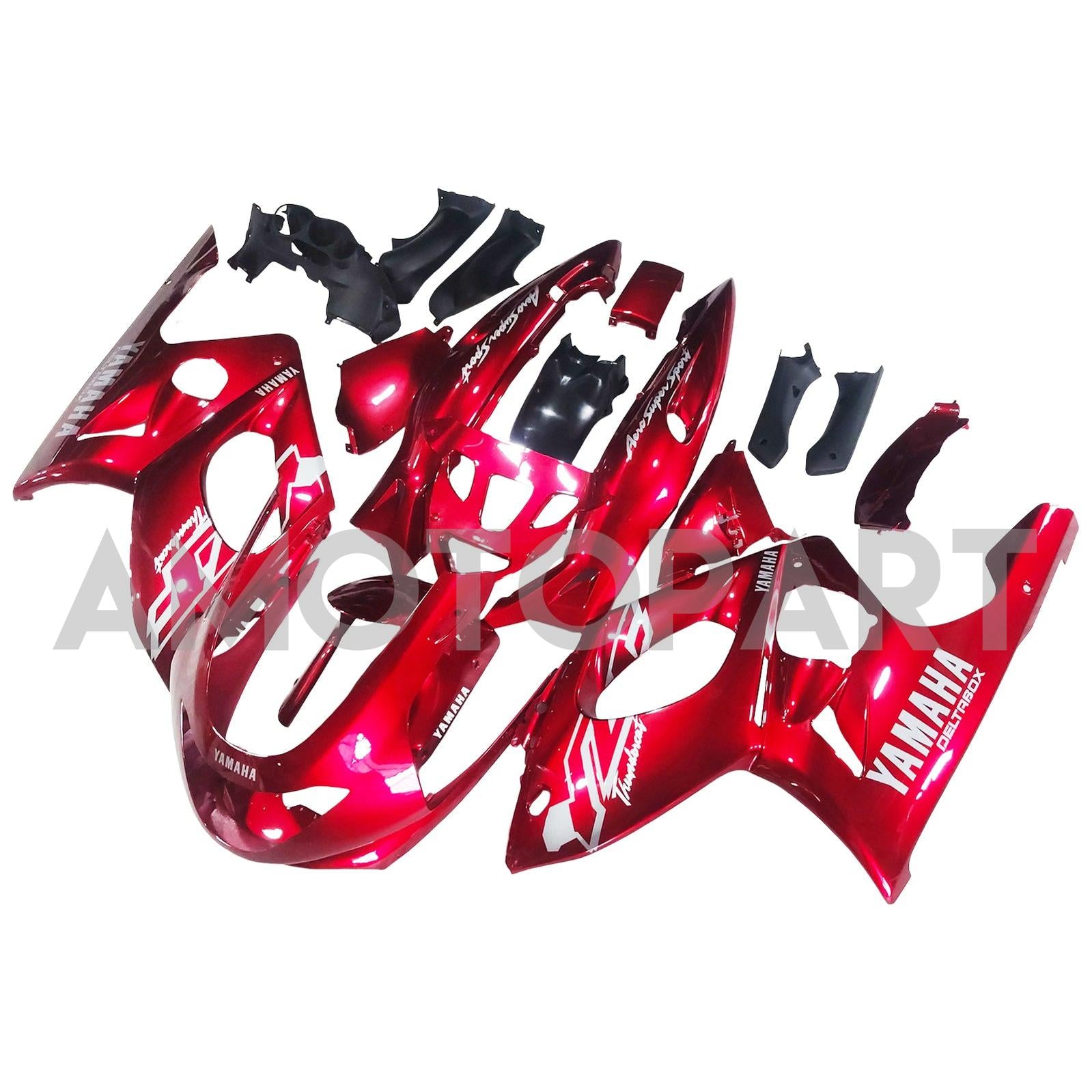 Amotopart Yamaha 1996-2007 YZF 600R Thundercat Red Mix White Fairing Kit