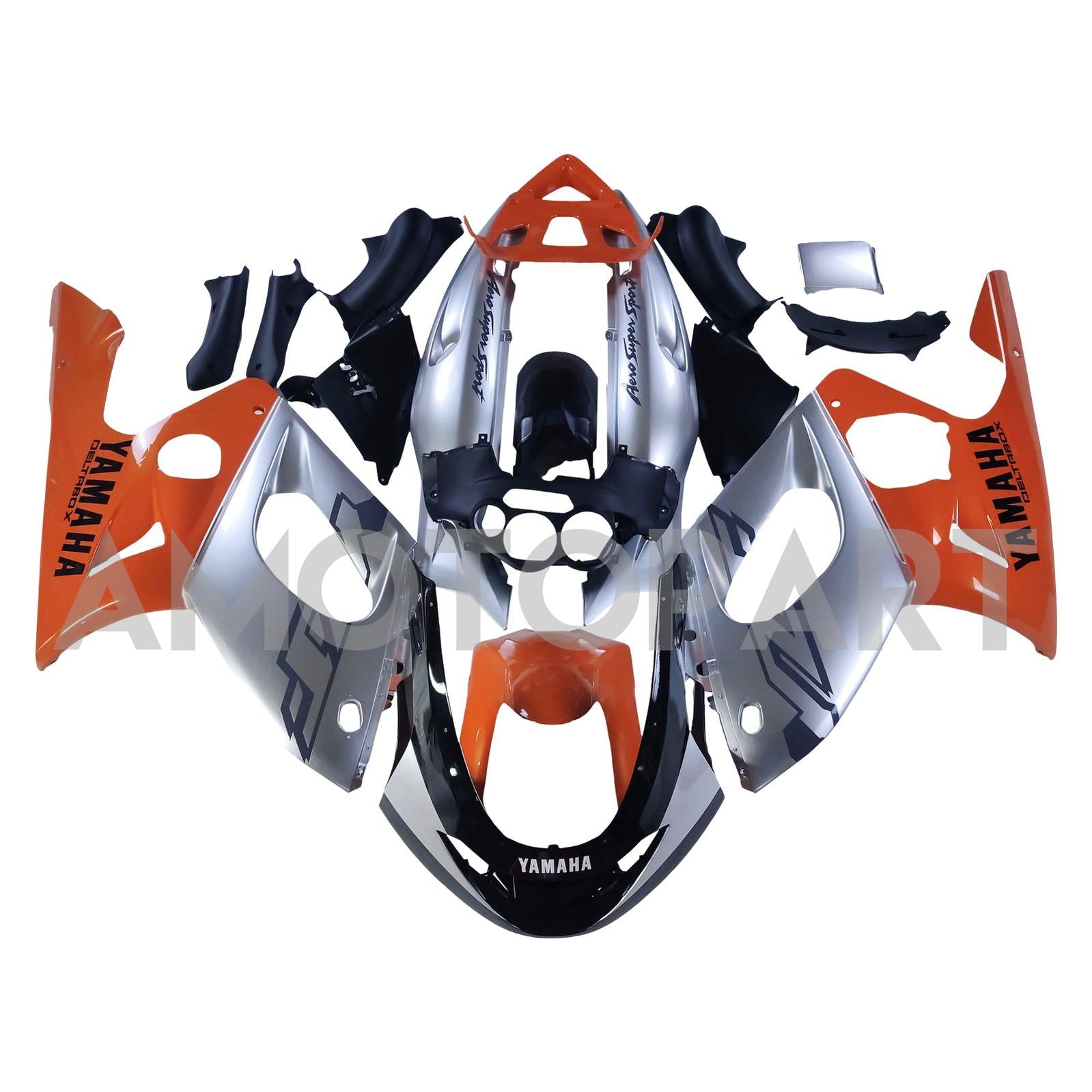 Amotopart Yamaha 1996-2007 YZF 600R Thundercat Orange Sliver Fairing Kit