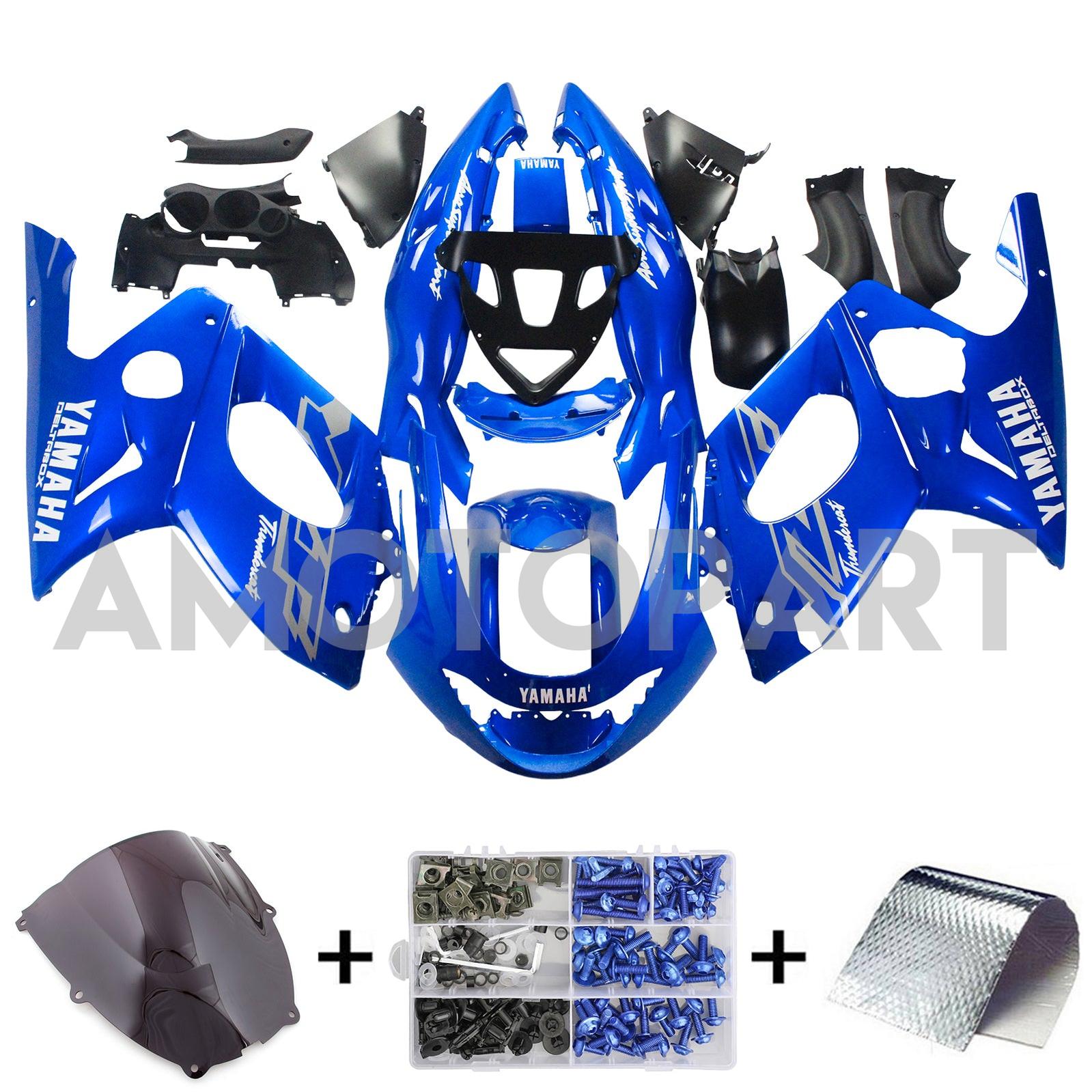Amotopart Yamaha 1996-2007 YZF 600R Thundercat Blue White Fairing Kit
