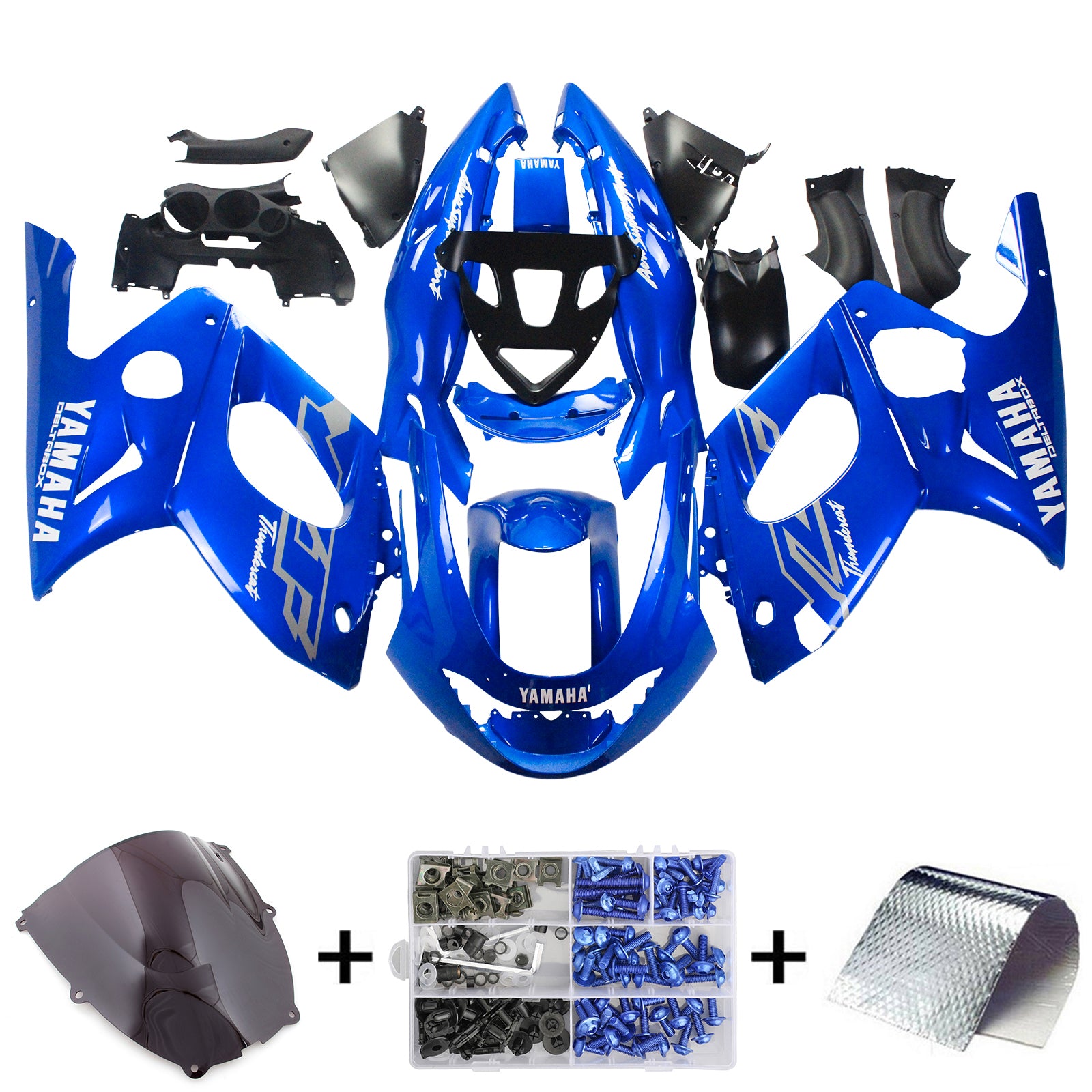 Amotopart Yamaha 1996–2007 YZF 600R Thundercat Blau-weißes Verkleidungsset