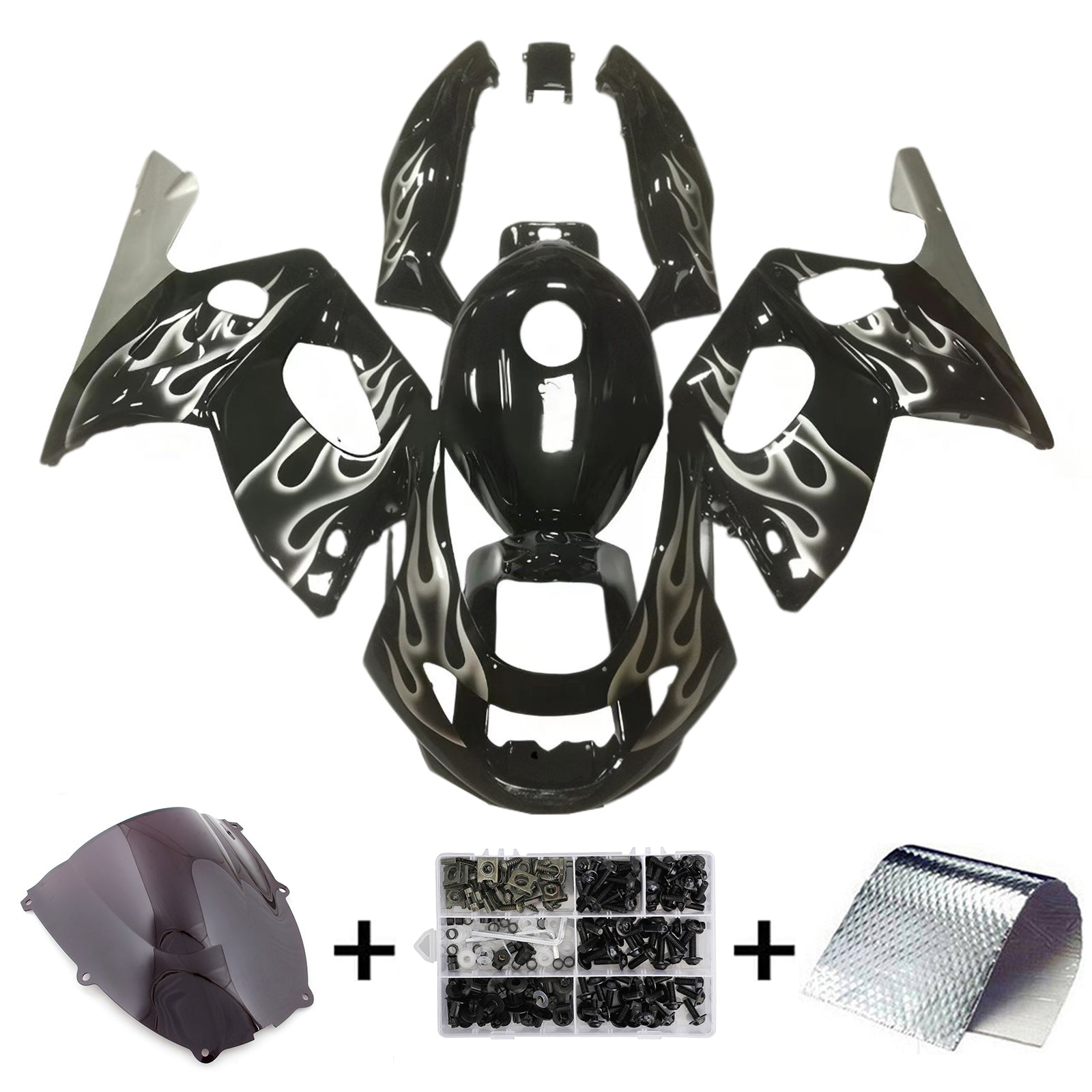 Amotopart 1996-2007 Yamaha YZF 600R Thundercat Glossy Black White Fairing Kit