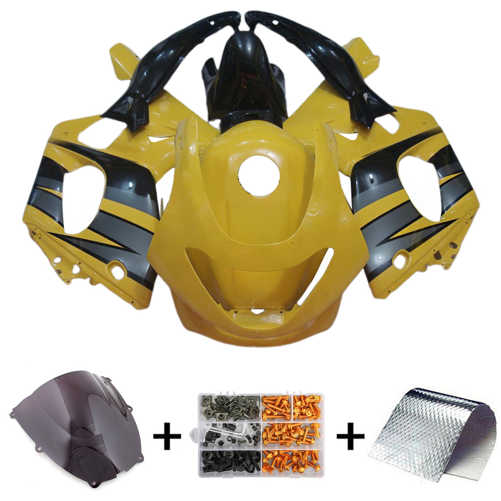 Amotopart 1996-2007 Yamaha YZF 600R Thundercat Black Grey Yellow Fairing Kit