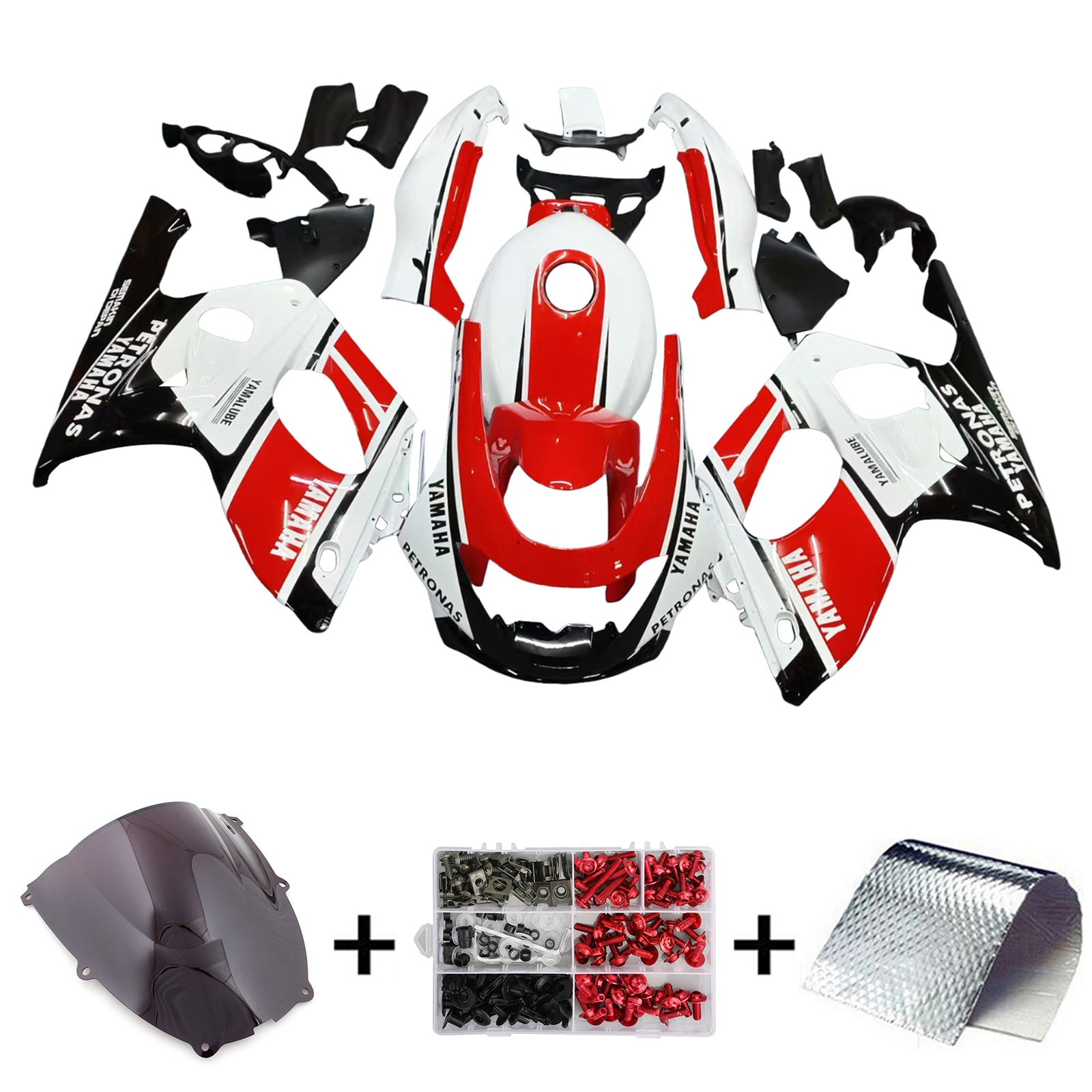 Amotopart 1996-2007 Yamaha YZF 600R Thundercat White Black Red Fairing Kit