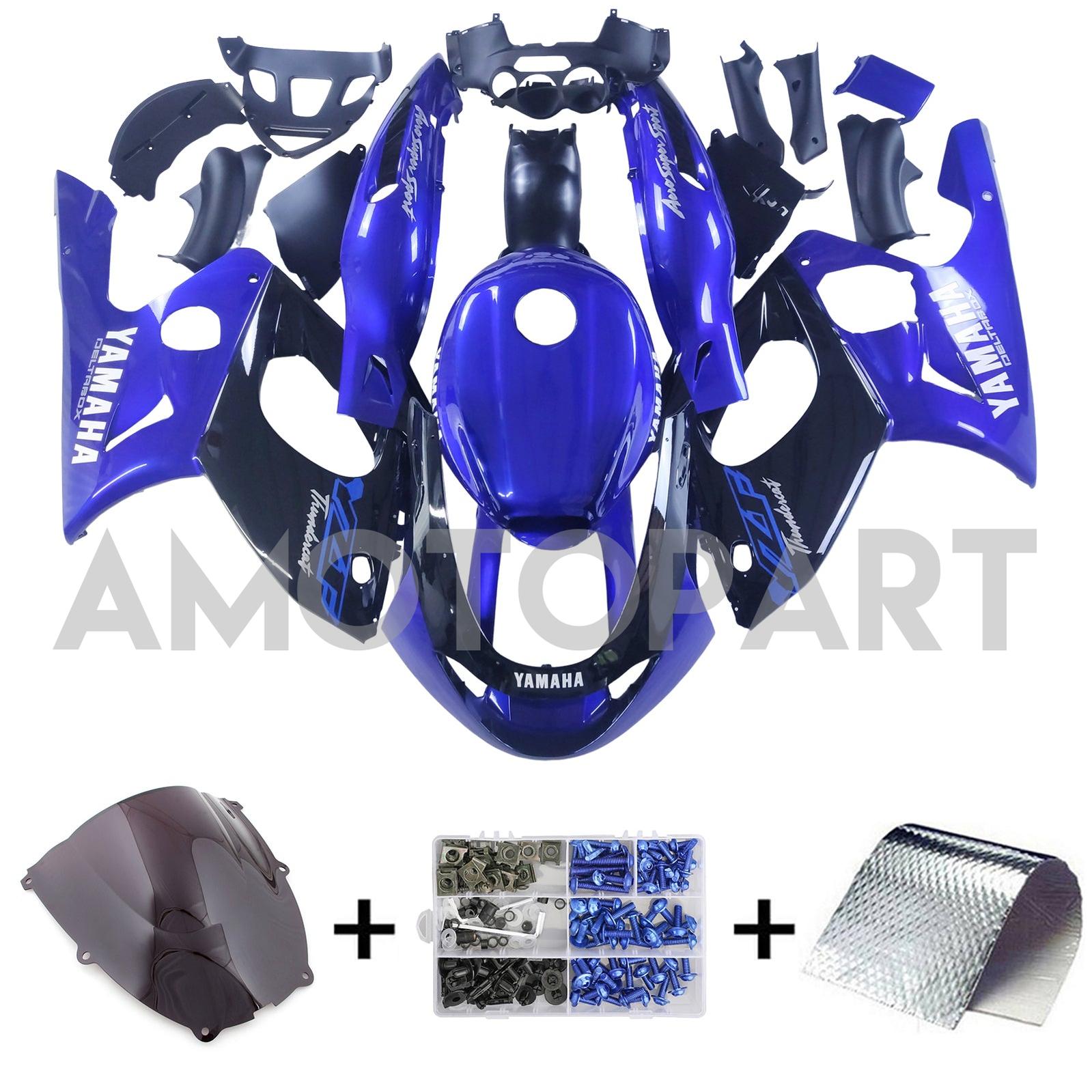 Amotopart 1996-2007 Yamaha YZF 600R Thundercat Glossy Black Blue Fairing Kit