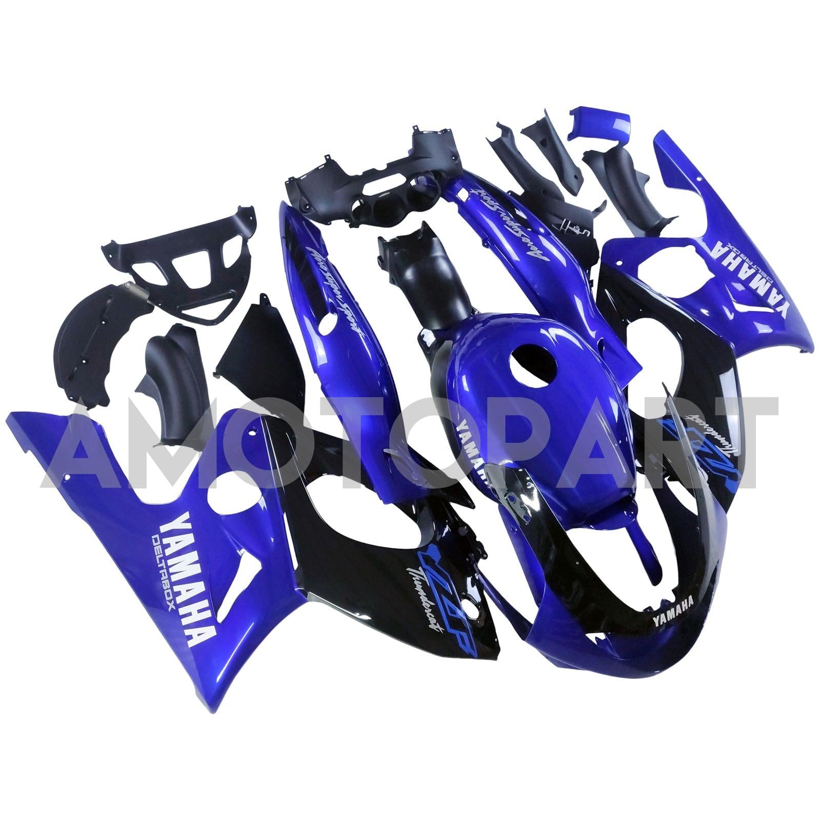 Amotopart 1996-2007 Yamaha YZF 600R Thundercat Glossy Black Blue Fairing Kit