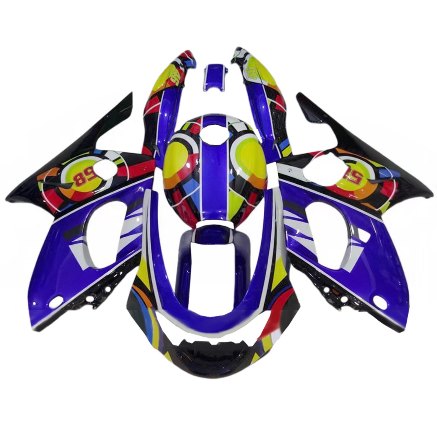 Amotopart 1996-2007 Yamaha YZF 600R Thundercat Blue Black Yellow Fairing Kit