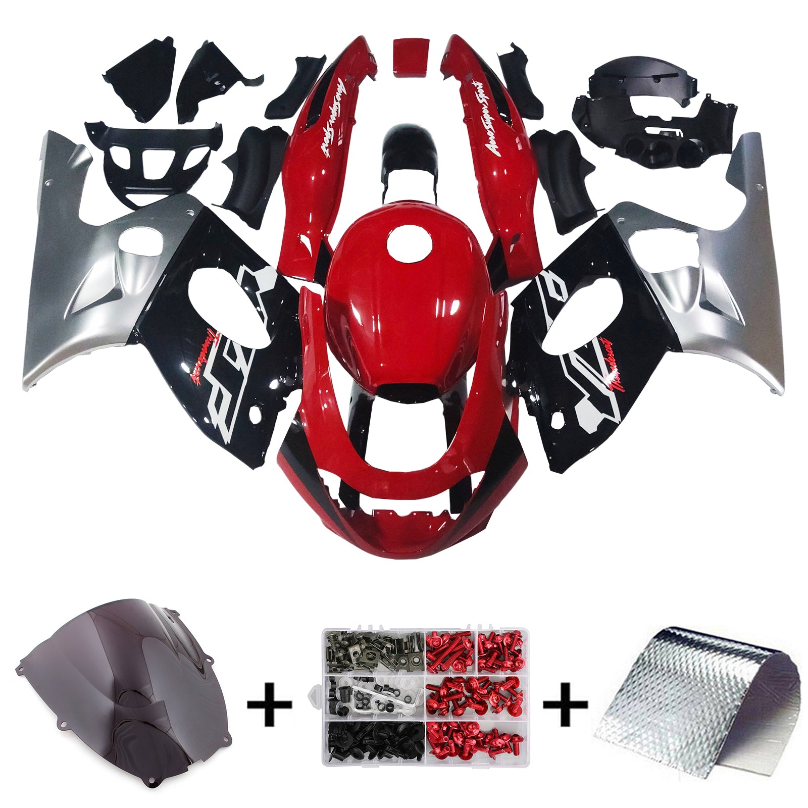 Amotopart 1996-2007 Yamaha YZF 600R Thundercat Red Black White Silver Fairing Kit