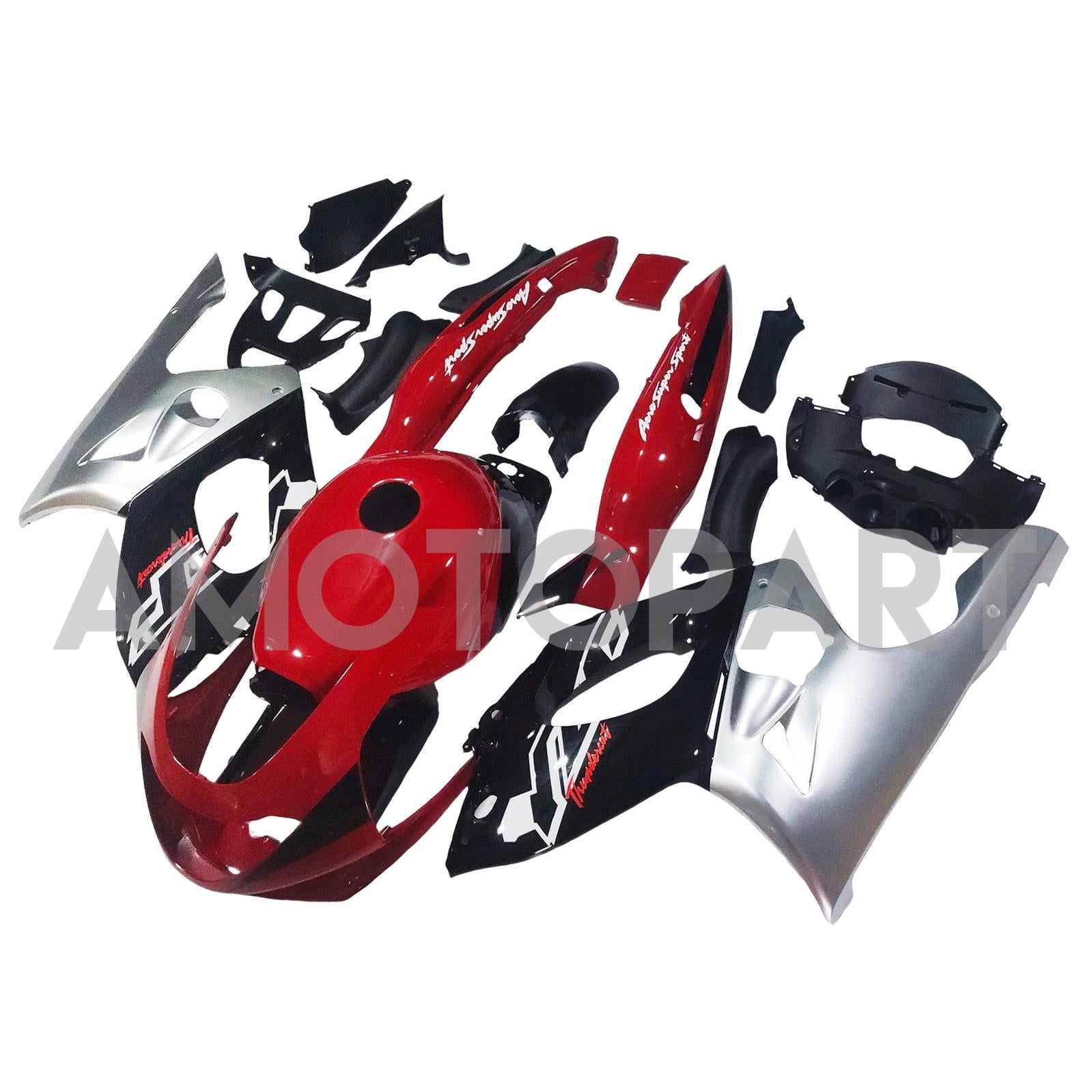 Amotopart 1996-2007 Yamaha YZF 600R Thundercat Red Black White Silver Fairing Kit